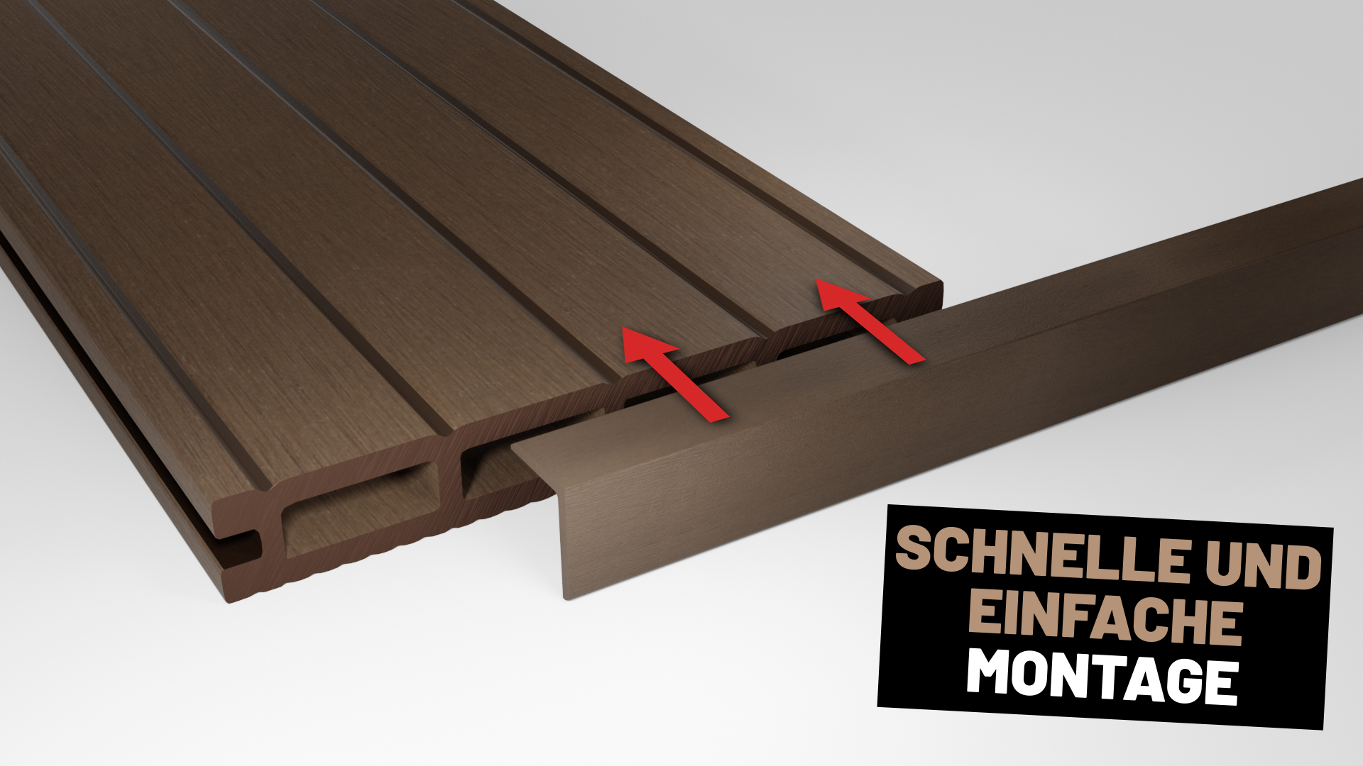 Endorphin WPC Abschlussleisten 10er Set Braun 110cm - Gesamtlänge 11m Winkelprofil 5,5 x 4,5cm