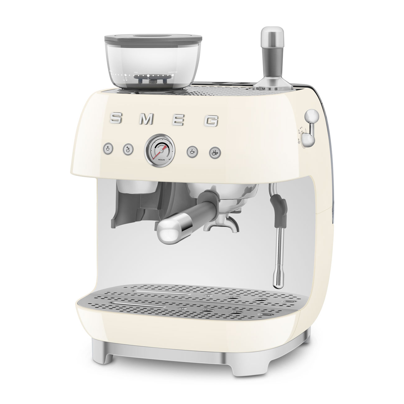 Smeg EGF03CREU Espressomaschine mit Mahlwerk creme 50`s Style Jubiläumsaktion - 60 Monate Geräteschutz