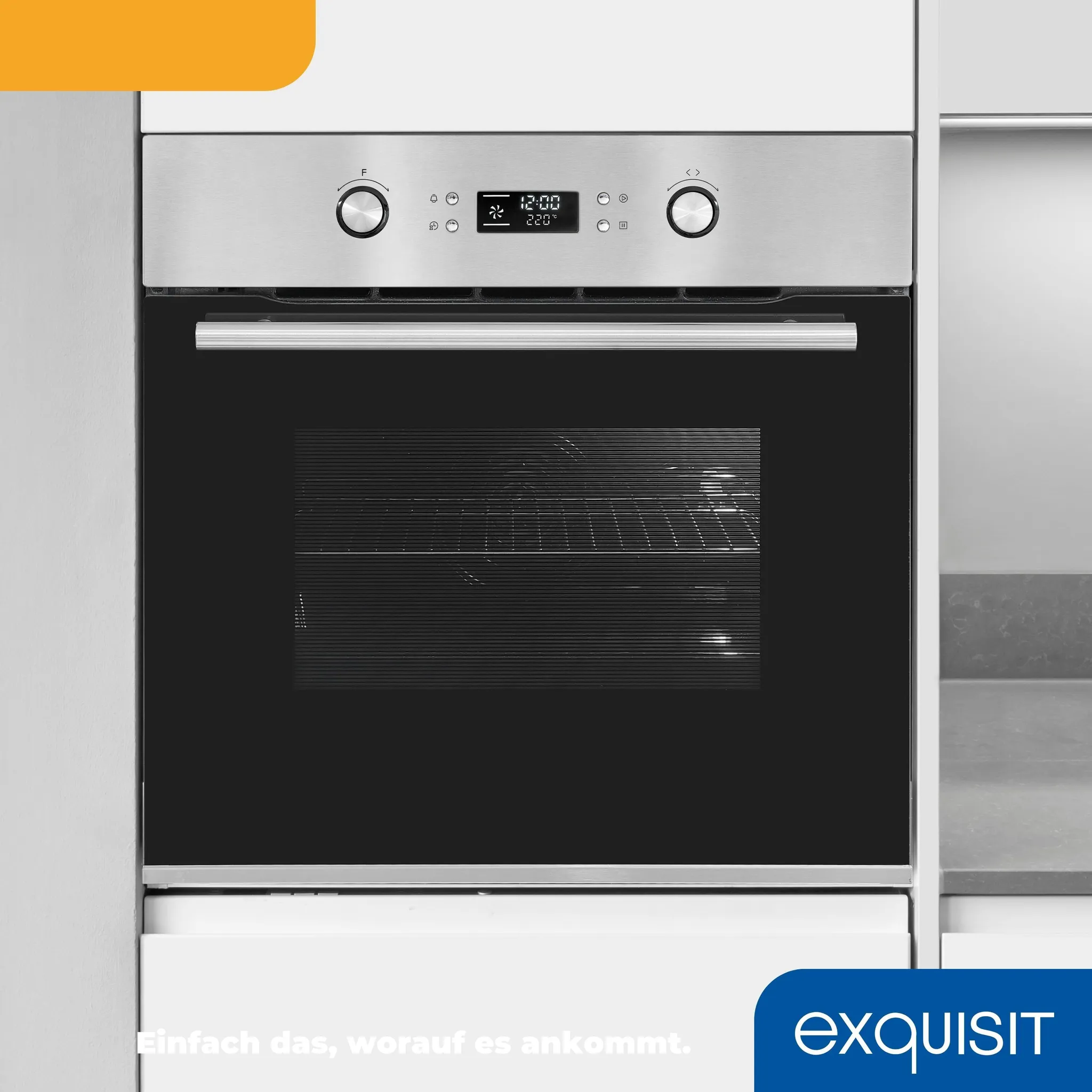 Exquisit EBEP 697-3H Elektrobackofen, 70l Backofenvolumen, Inox-Glas