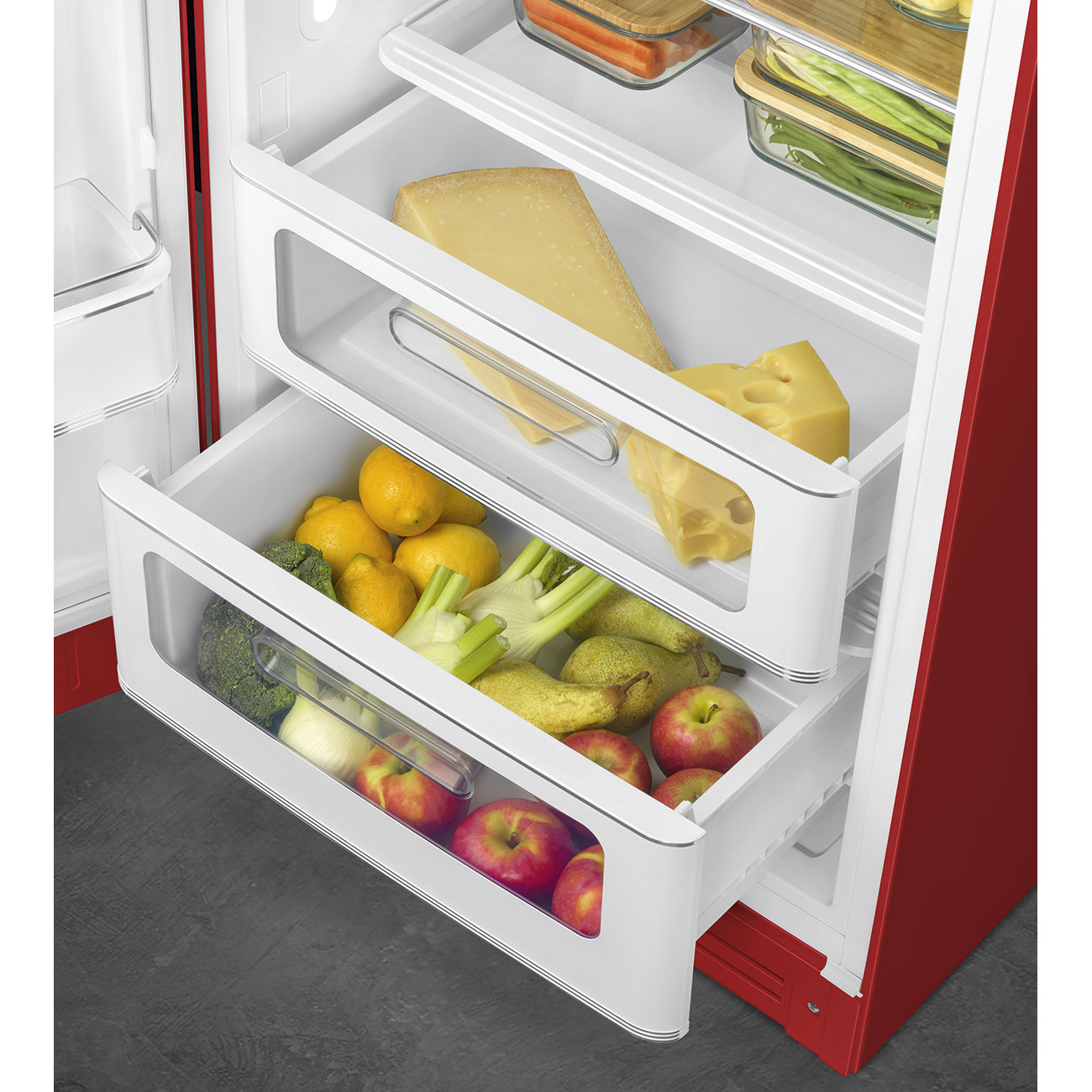 Smeg FAB28LRD5  Kühlschrank Linksanschlag Rot 50`s Style, EEK: D