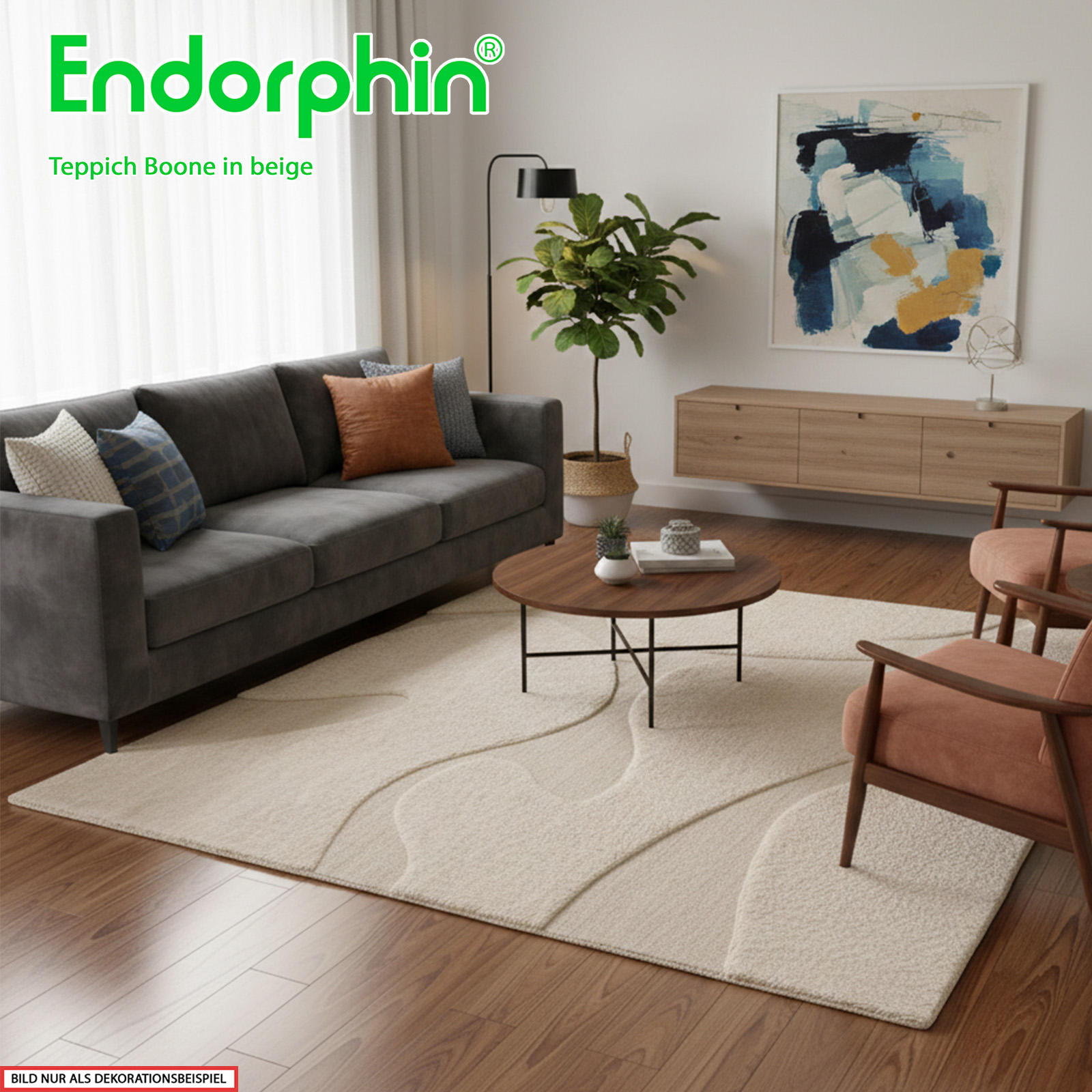 Endorphin Teppich Boone – in zeitlosem Beige 230 x 160 cm