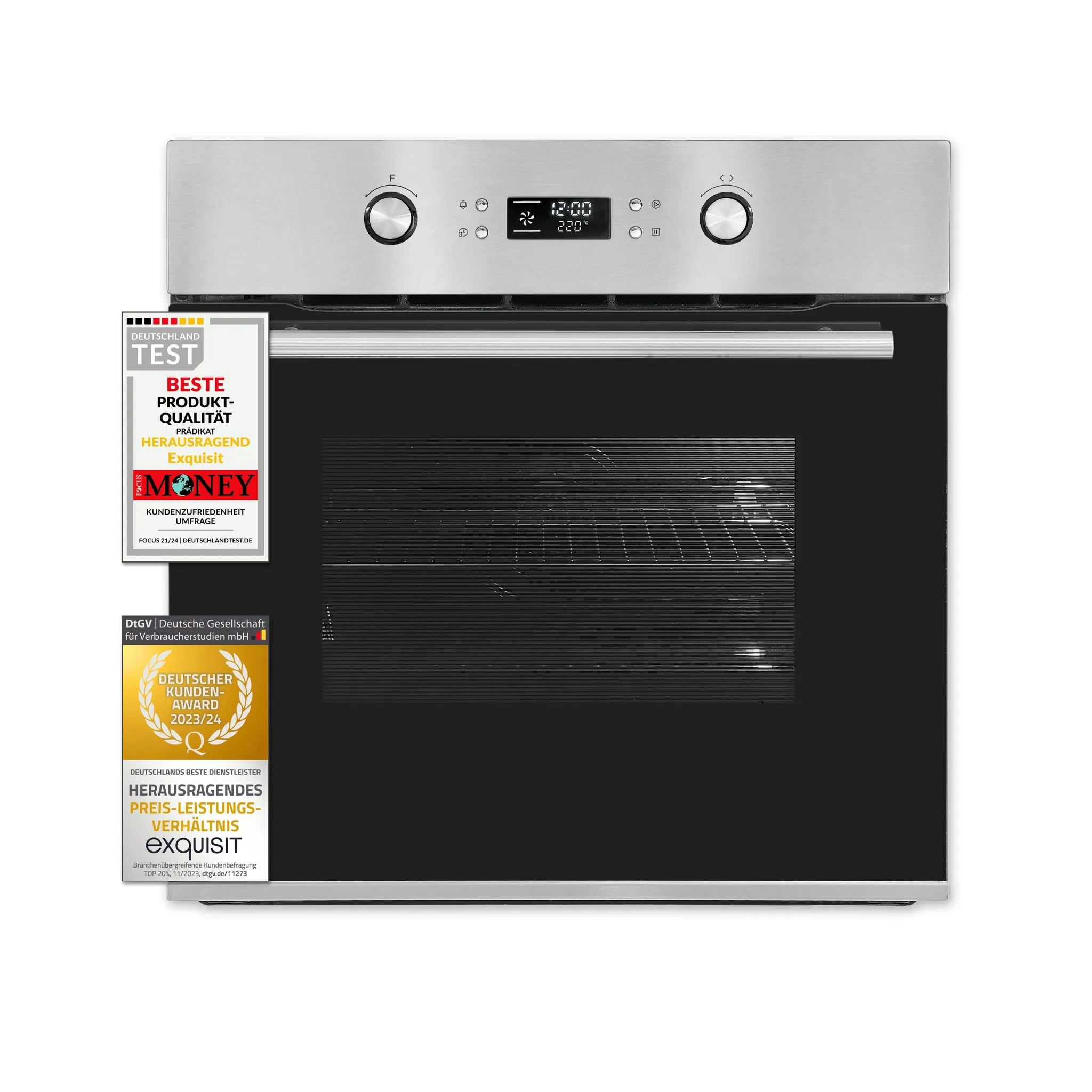 Exquisit EBEP 697-3H Elektrobackofen, 70l Backofenvolumen, Inox-Glas