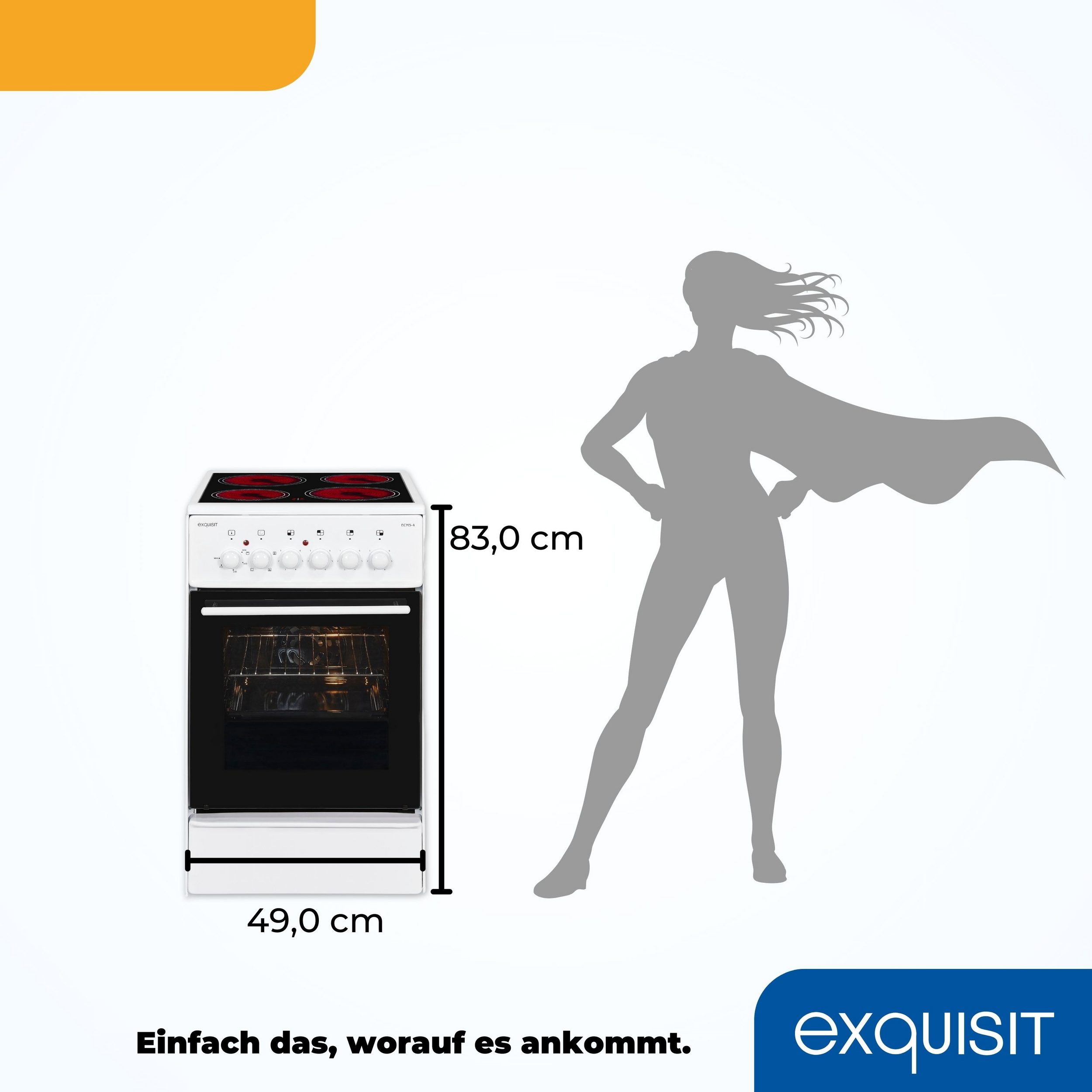 Exquisit ECM 5-4 weiß Elektro-Standherd | Glaskeramik