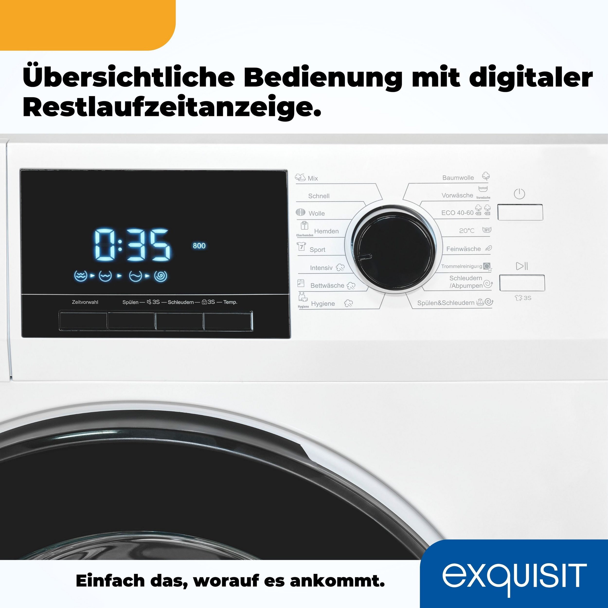 Exquisit WA9214-340 weiss, Frontlader Waschmaschine, 9 kg, EEK: A