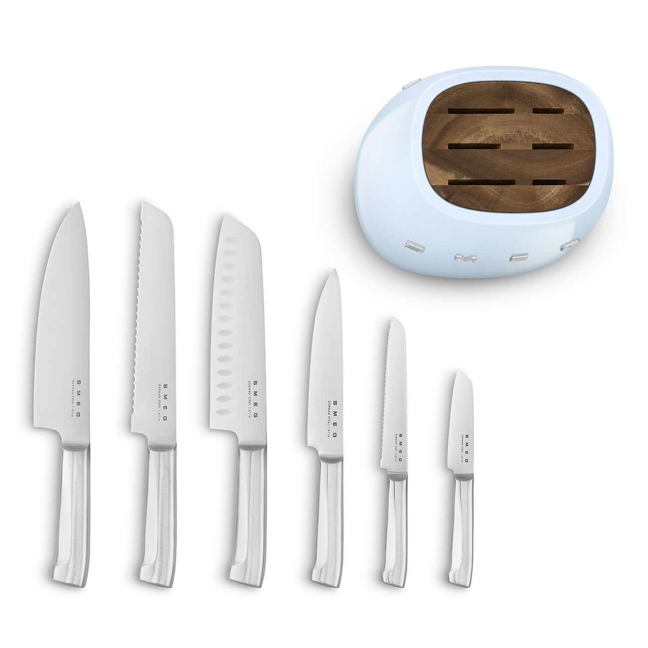 Smeg KBSF02PB Messerblock-Set (6 tlg.) Gehäuse: Carbonstahl 50s Style Pastellblau