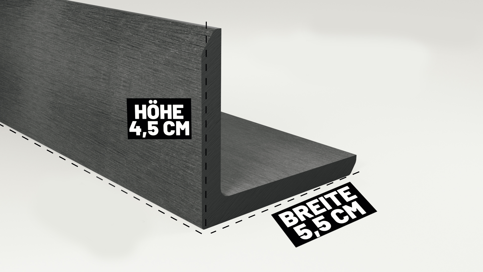 Endorphin WPC Abschlussleisten 10er Set Hellgrau 110cm Winkelprofil 5,5 x 4,5cm - Gesamtlänge 11m