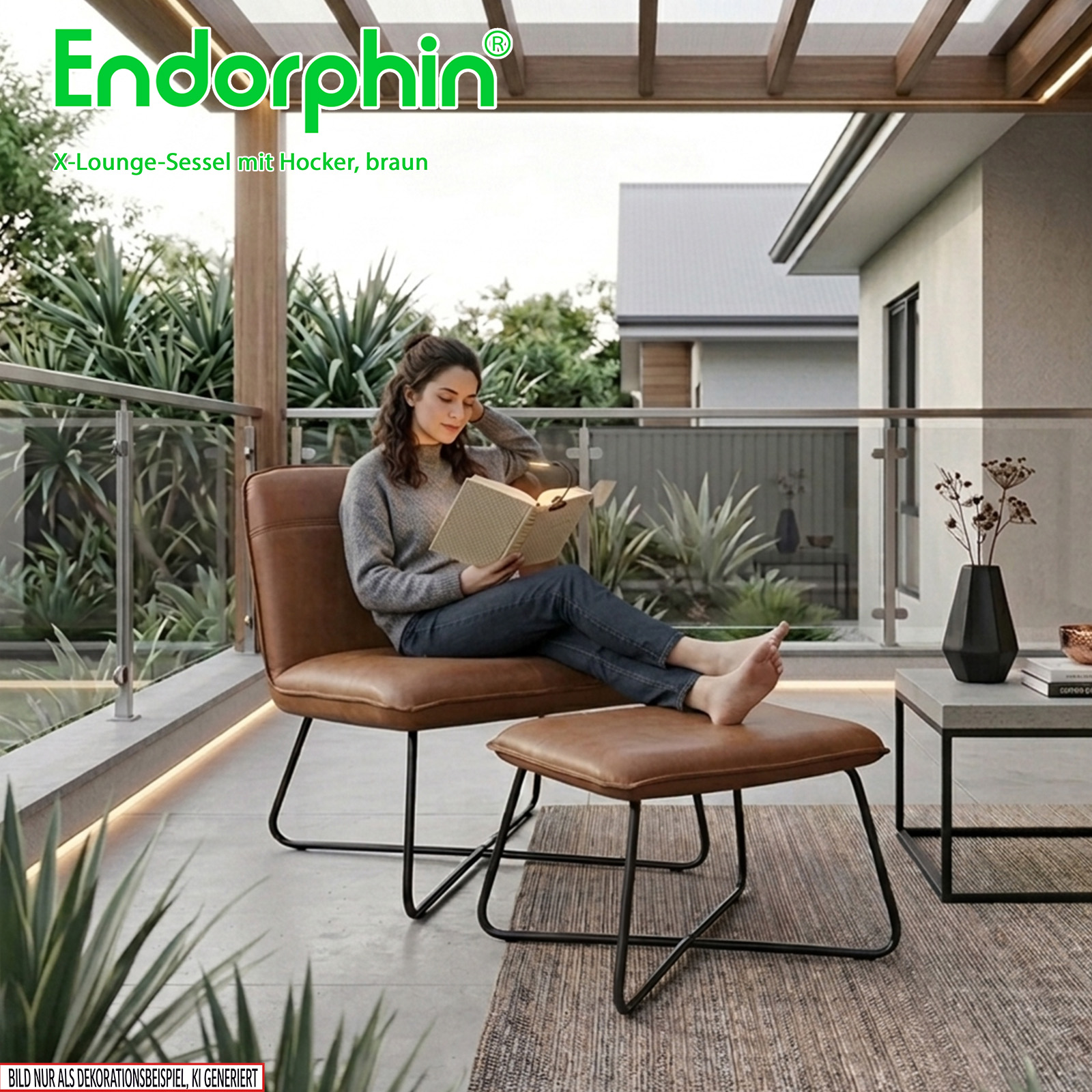 Endorphin X-Loungesessel mit Hocker, braun