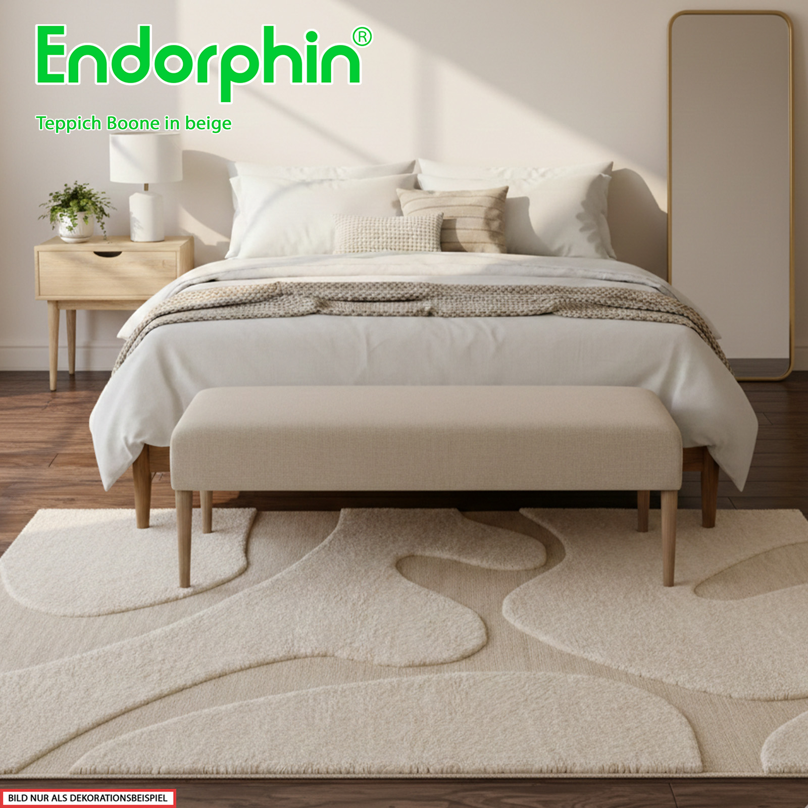 Endorphin Teppich Boone – in zeitlosem Beige 230 x 160 cm