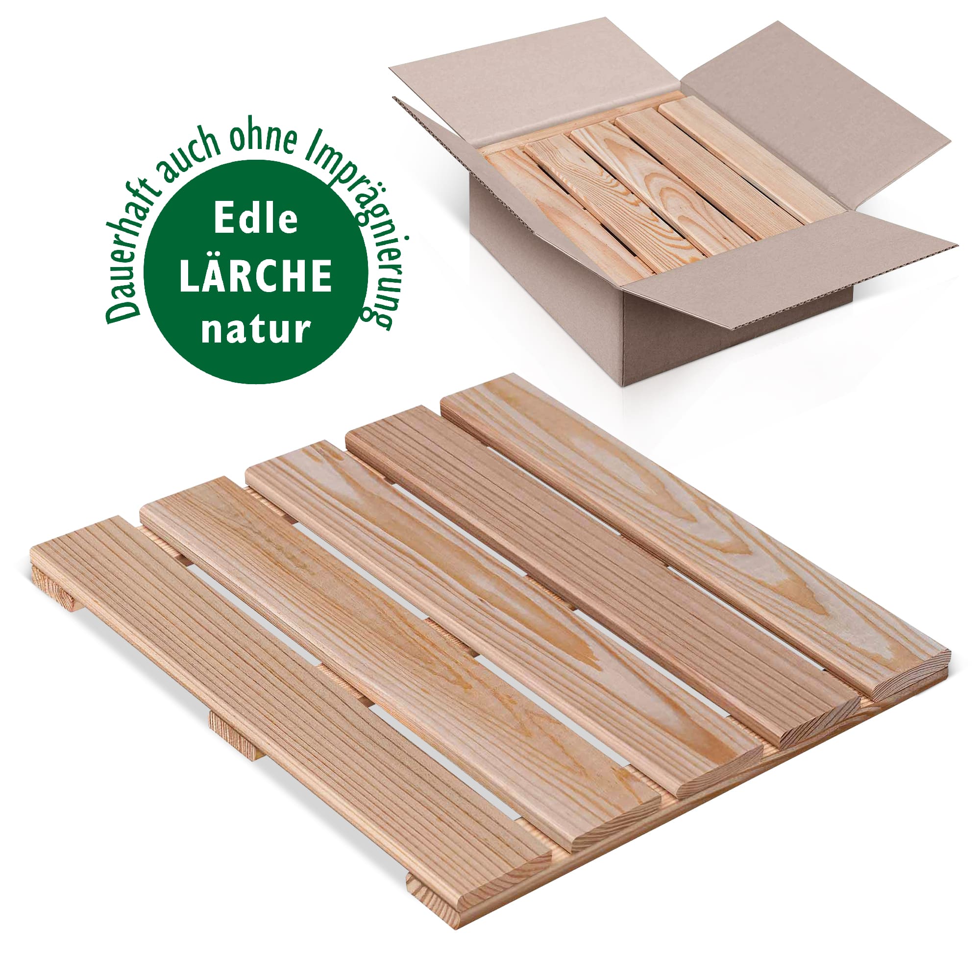 Delta Holzfliesen aus Lärche 40x40 cm 6er Set [0,96qm]