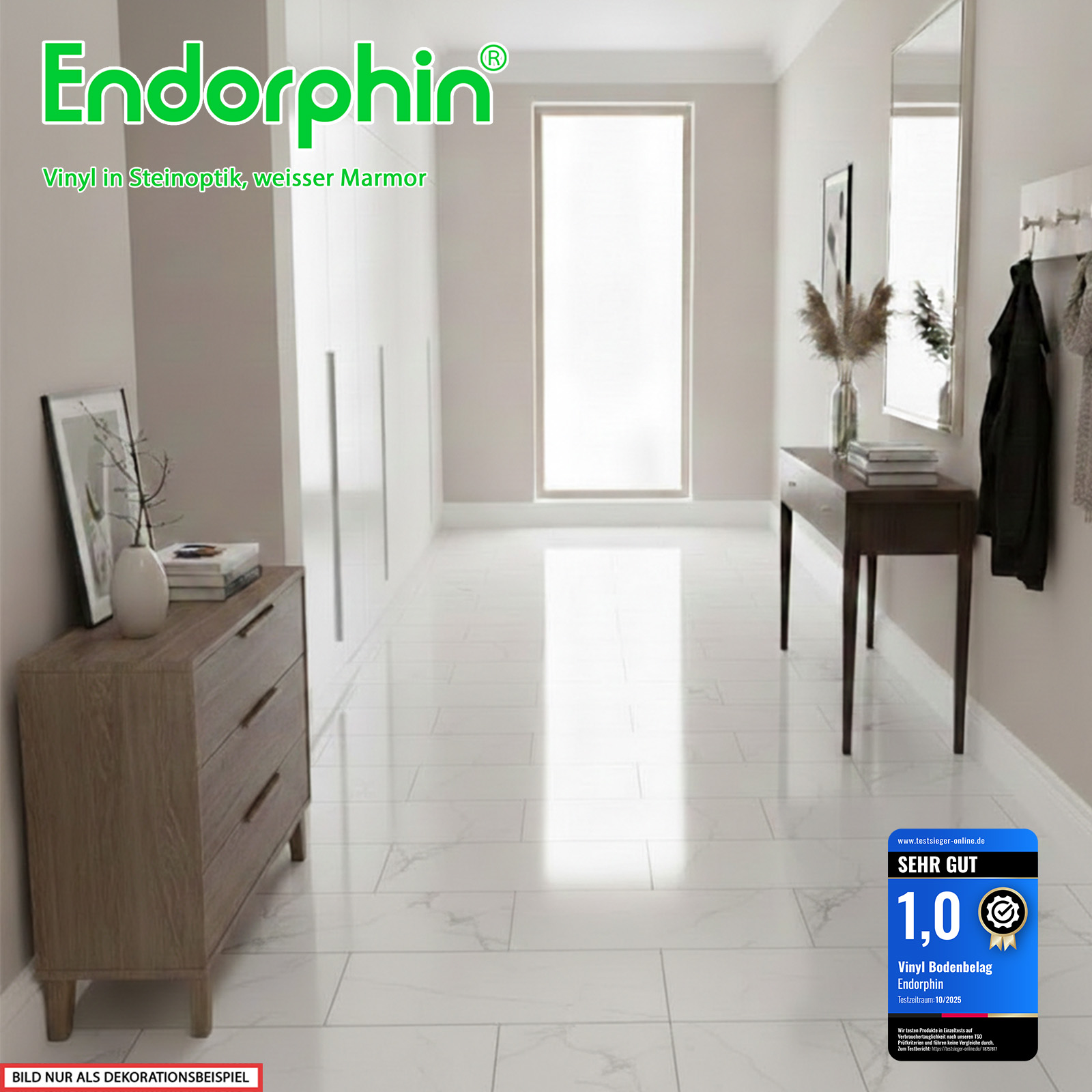 Endorphin Vinylboden selbstklebend Steinoptik weißer Marmor 2,97qm