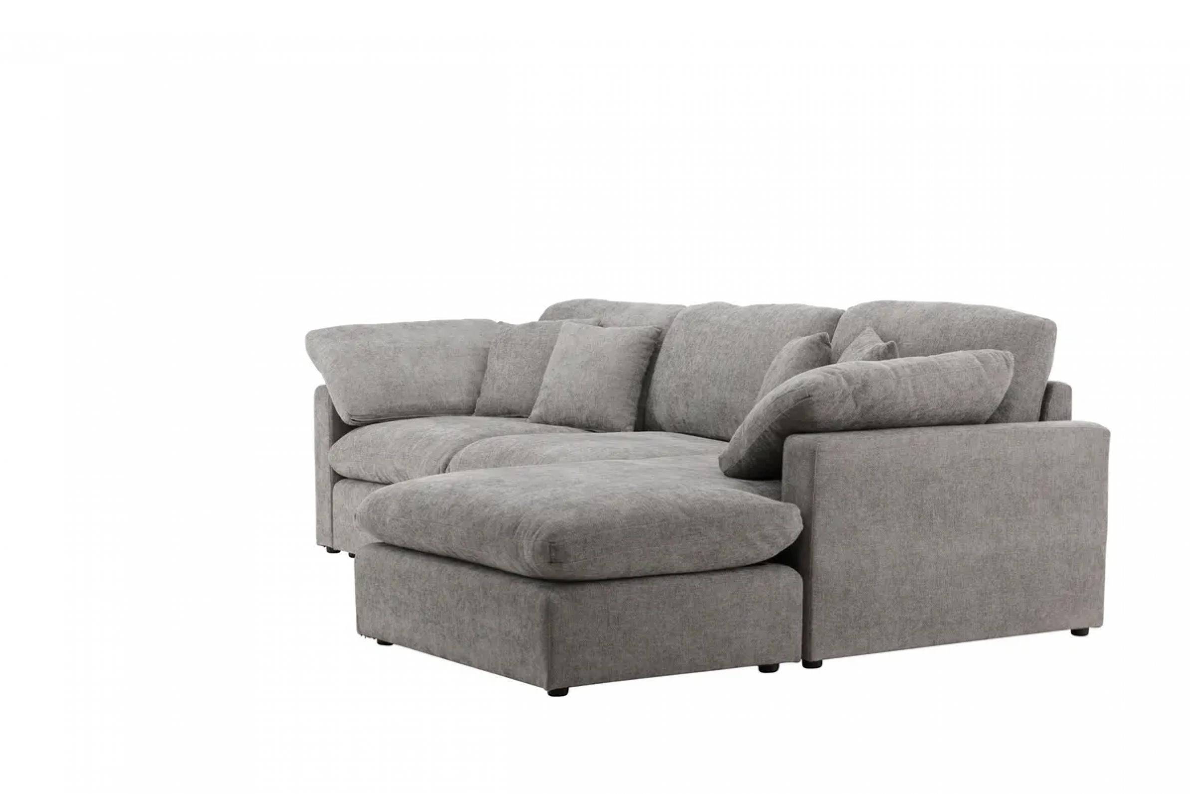Venture Design Amalfi Chaiselongue-Sofa 6 Zierkissen links in grau