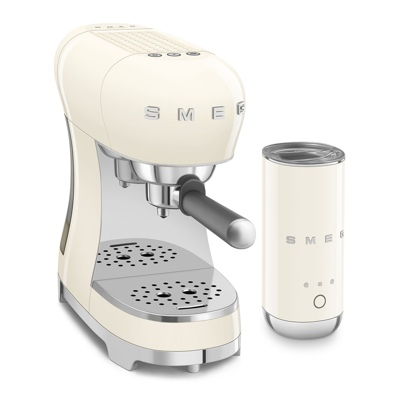 Smeg ECF12CREU Bundle ECF00 + Milchaufschäumer MFF02 Creme 50`s Style