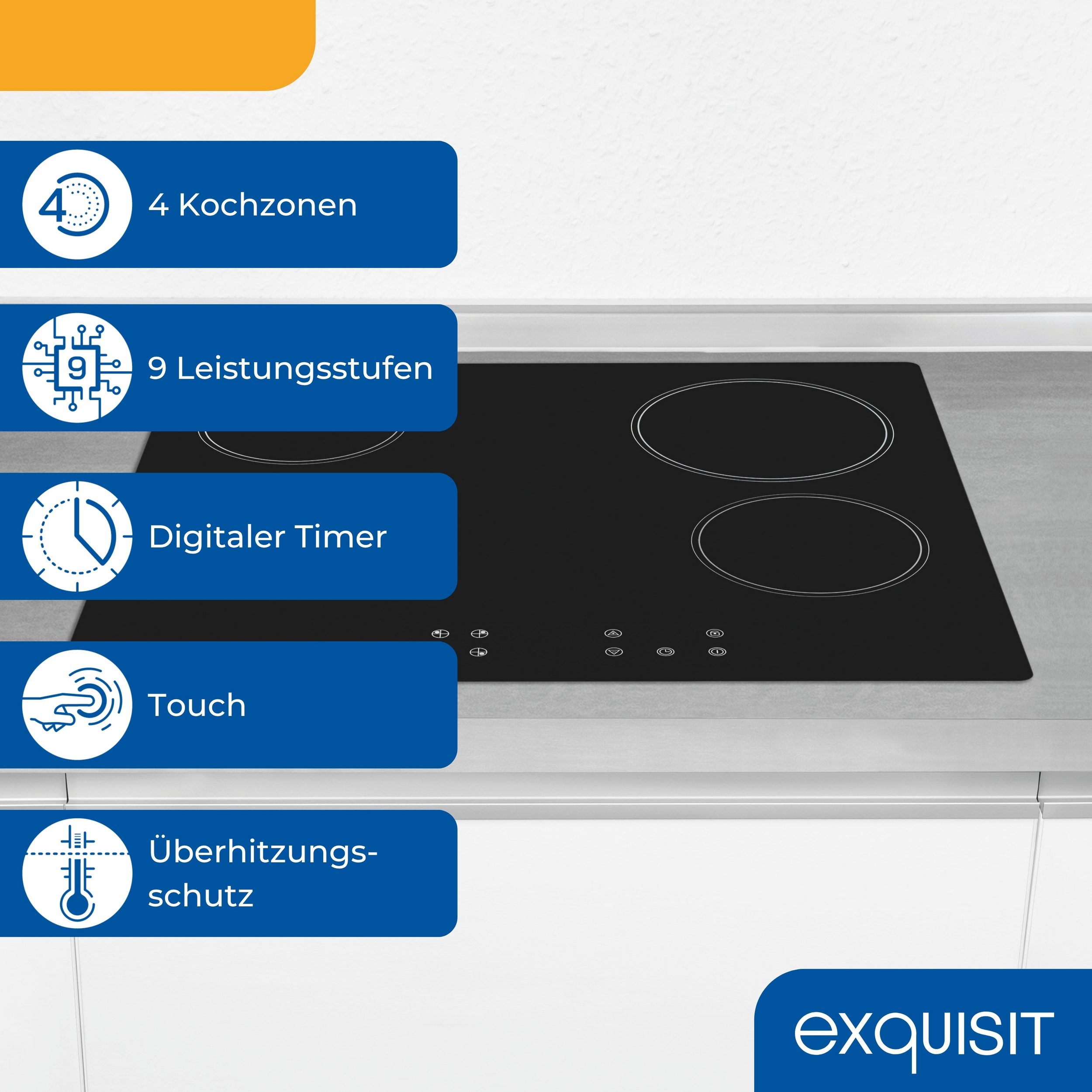 Exquisit EKC601-Rsw-020 schwarz, Elektro-Kochfeld
