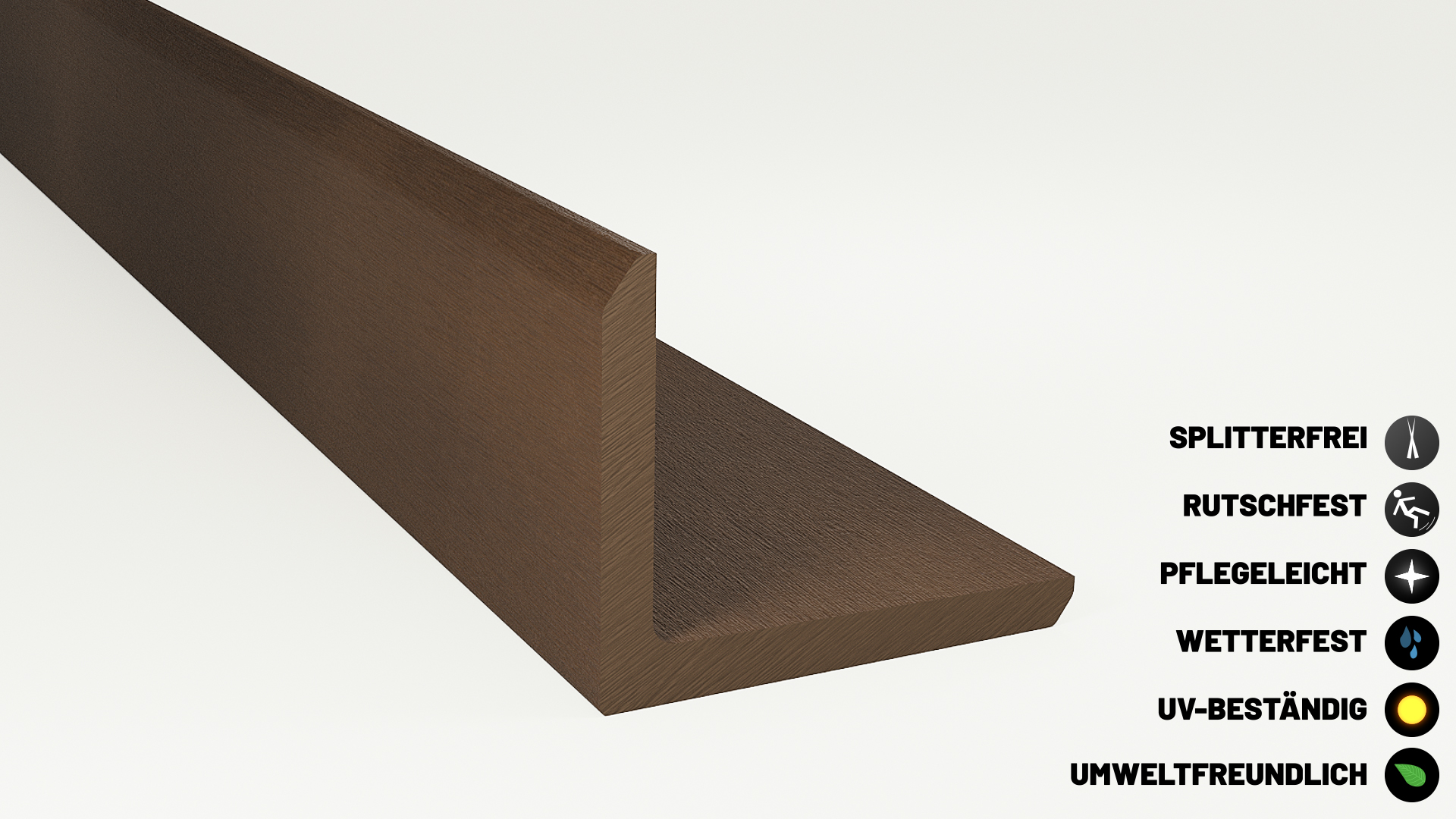 Endorphin WPC Abschlussleisten 10er Set Braun 110cm - Gesamtlänge 11m Winkelprofil 5,5 x 4,5cm
