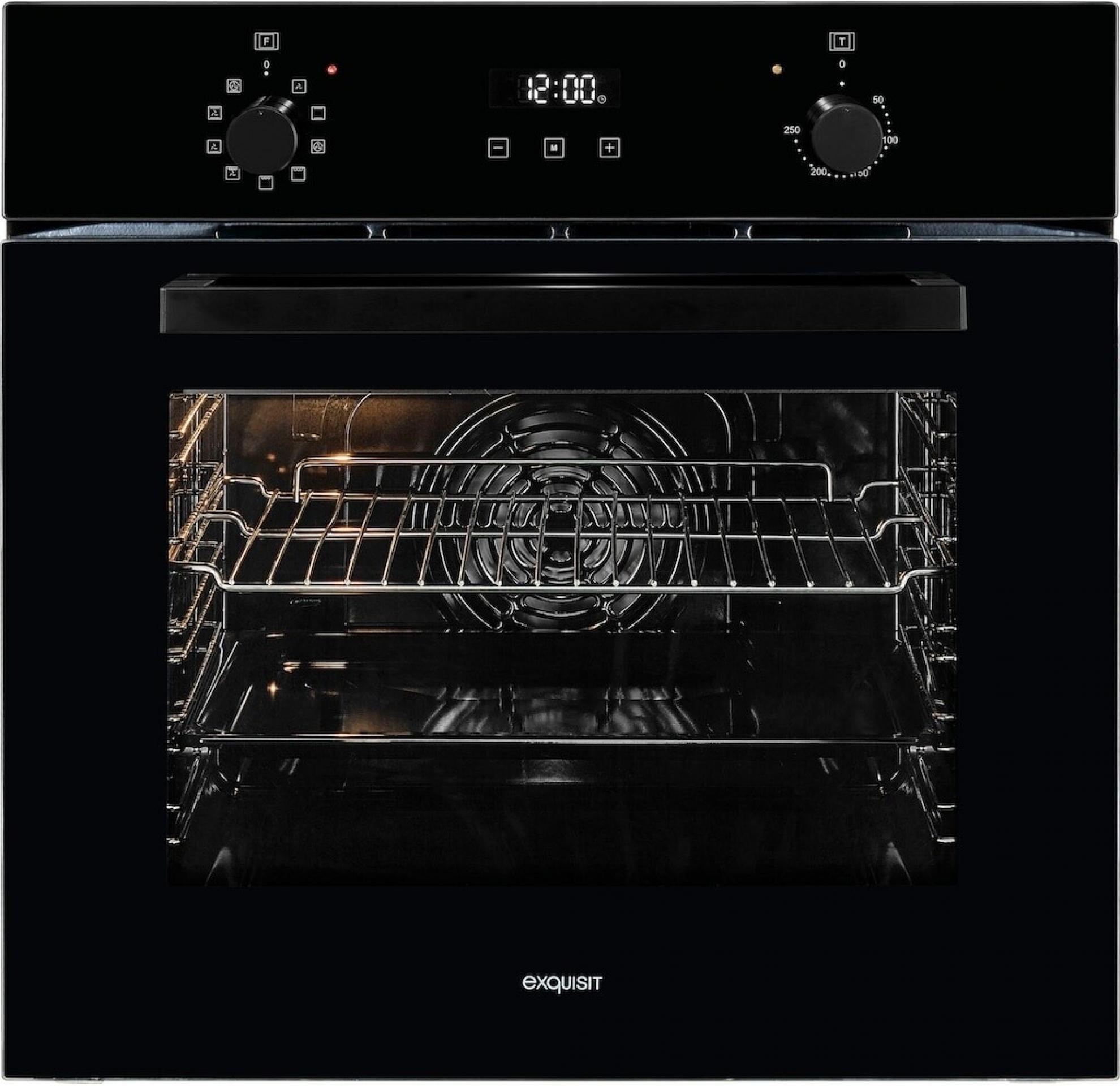 Exquisit EBE257-H-020 schwarz, Einbaubackofen, 9 Funktionen,EEK: A