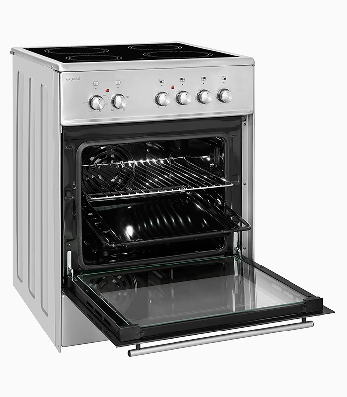 Exquisit ECM6-4 Inox |Silber, 60,5 Liter Garraum | Elektro-Standherd