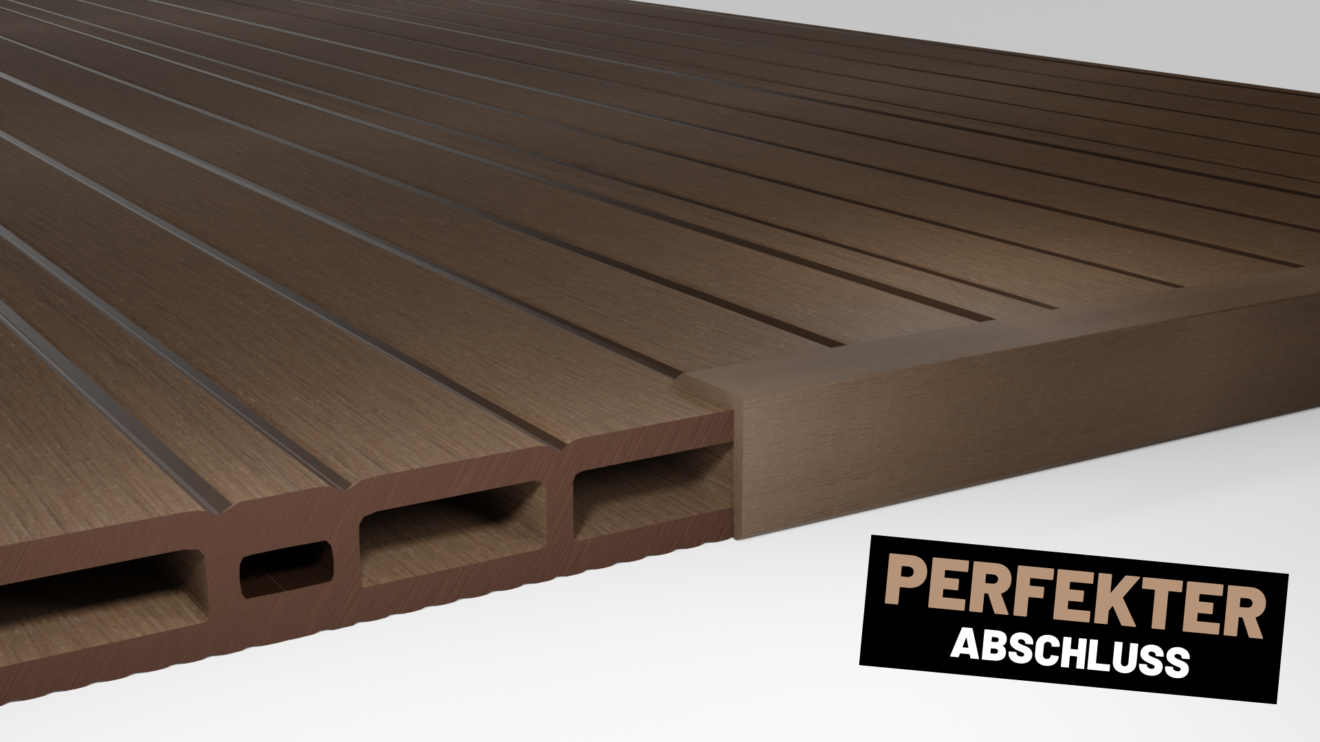 Endorphin WPC Abschlussleisten 10er Set Braun 110cm - Gesamtlänge 11m Winkelprofil 5,5 x 4,5cm