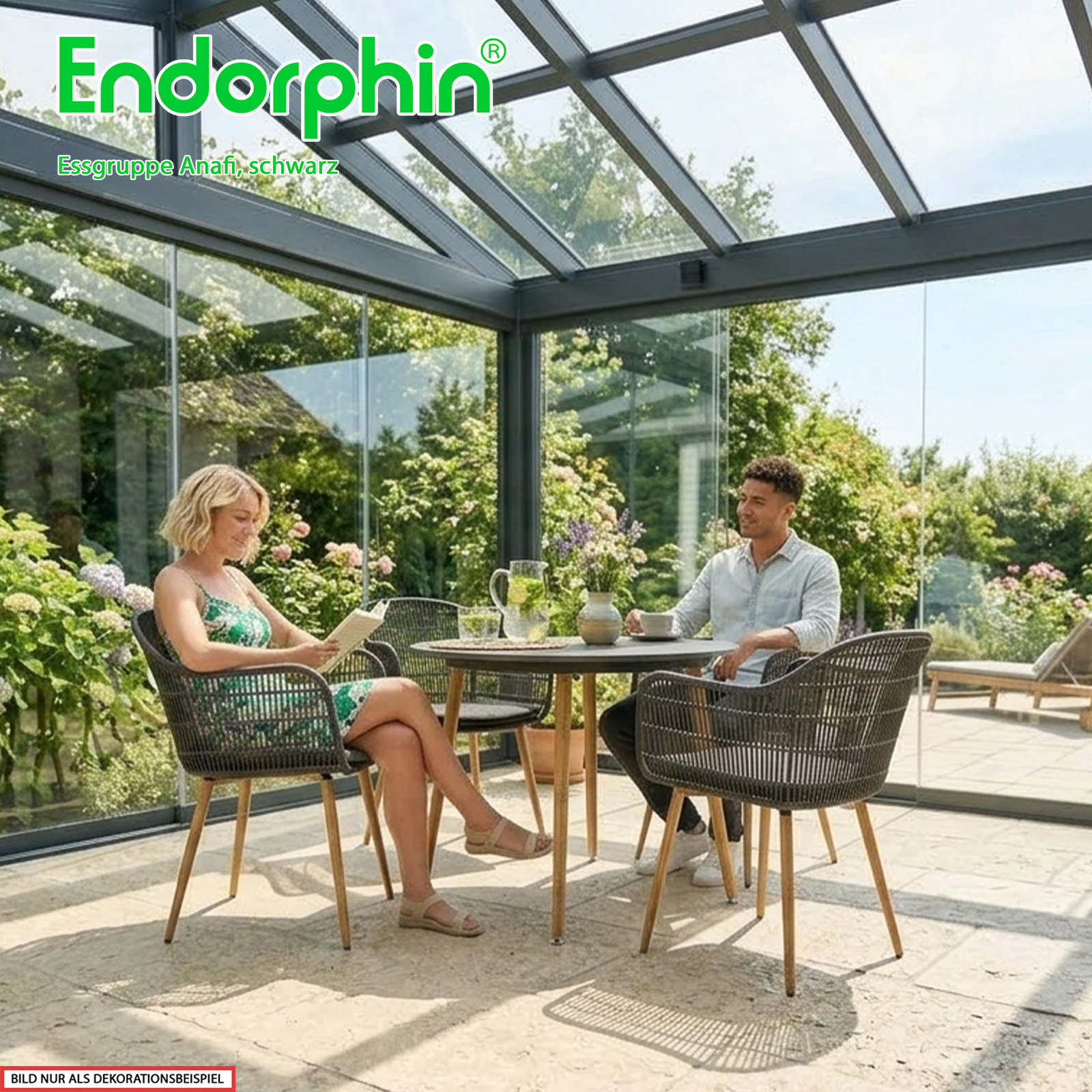 Endorphin Essgruppe Anafi – 5tlg, Gartenmöbel, schwarz-dunkelgrau
