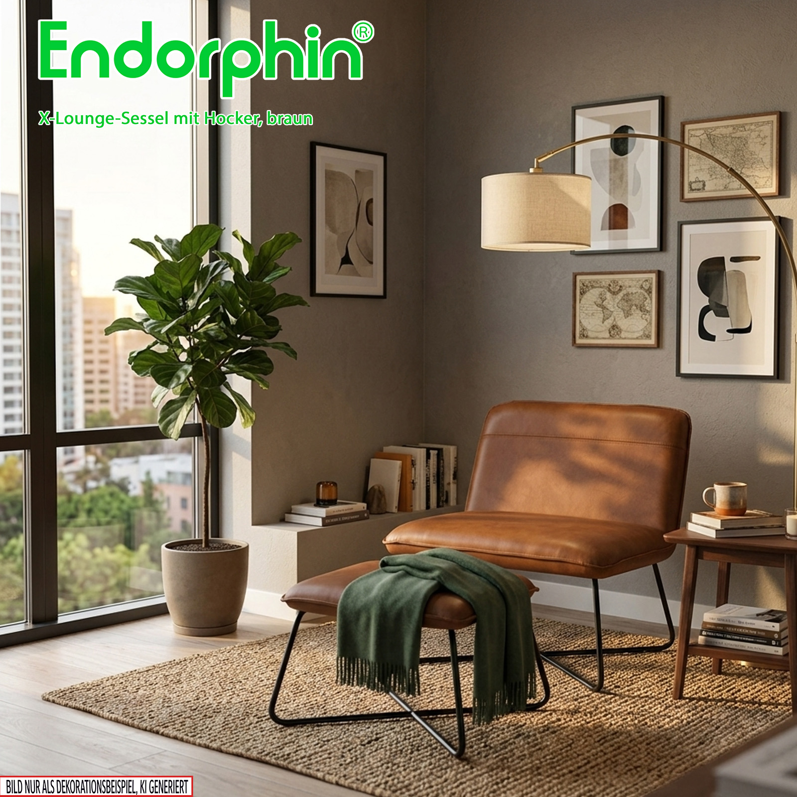 Endorphin X-Loungesessel mit Hocker, braun