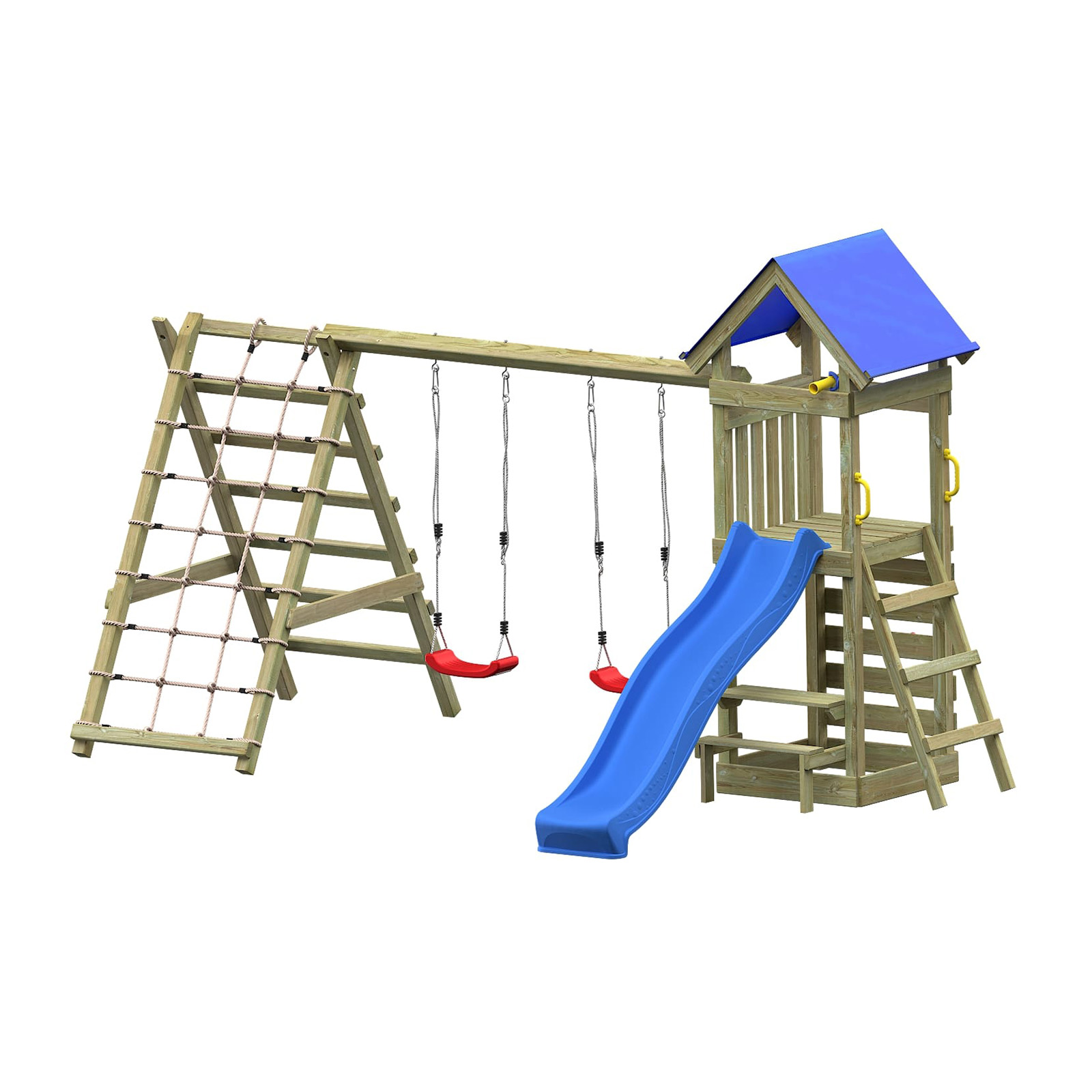Endorphin Spielturm Minoo Pro m. Dach Leiter Rutsche Schaukel Kletterwänden Sandkasten und Picknicktisch