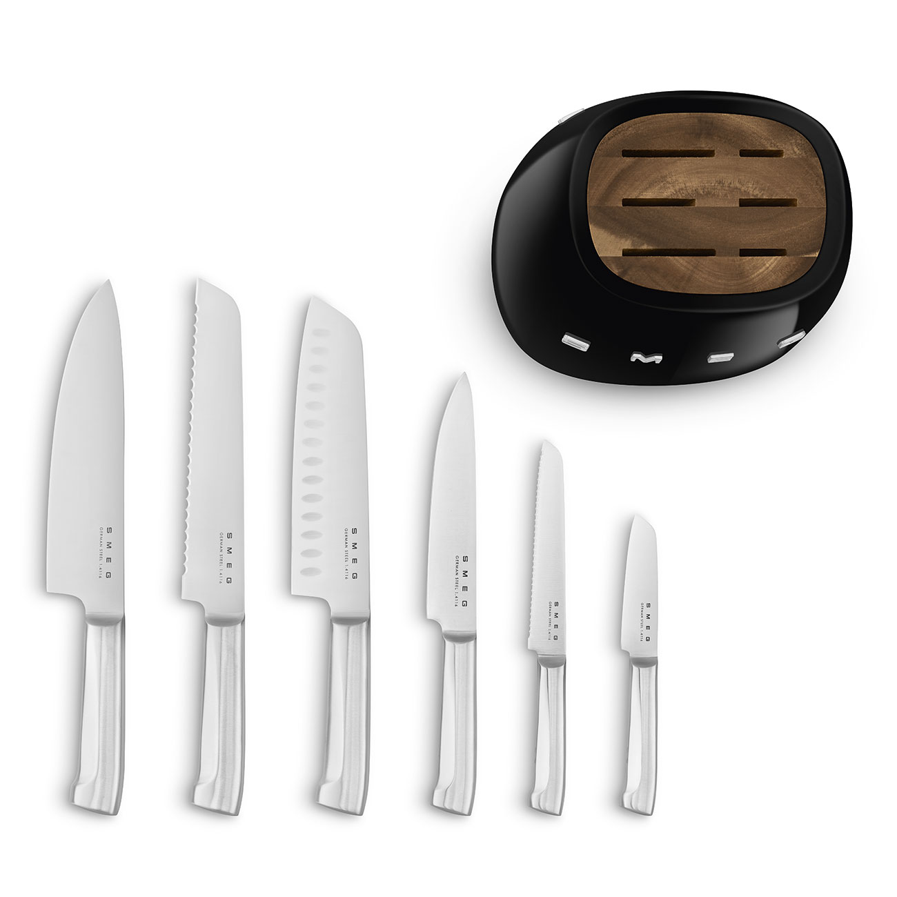 Smeg KBSF02BL Messerblock-Set (6 tlg.) Gehäuse: Carbonstahl 50s Style Schwarz Aussteller