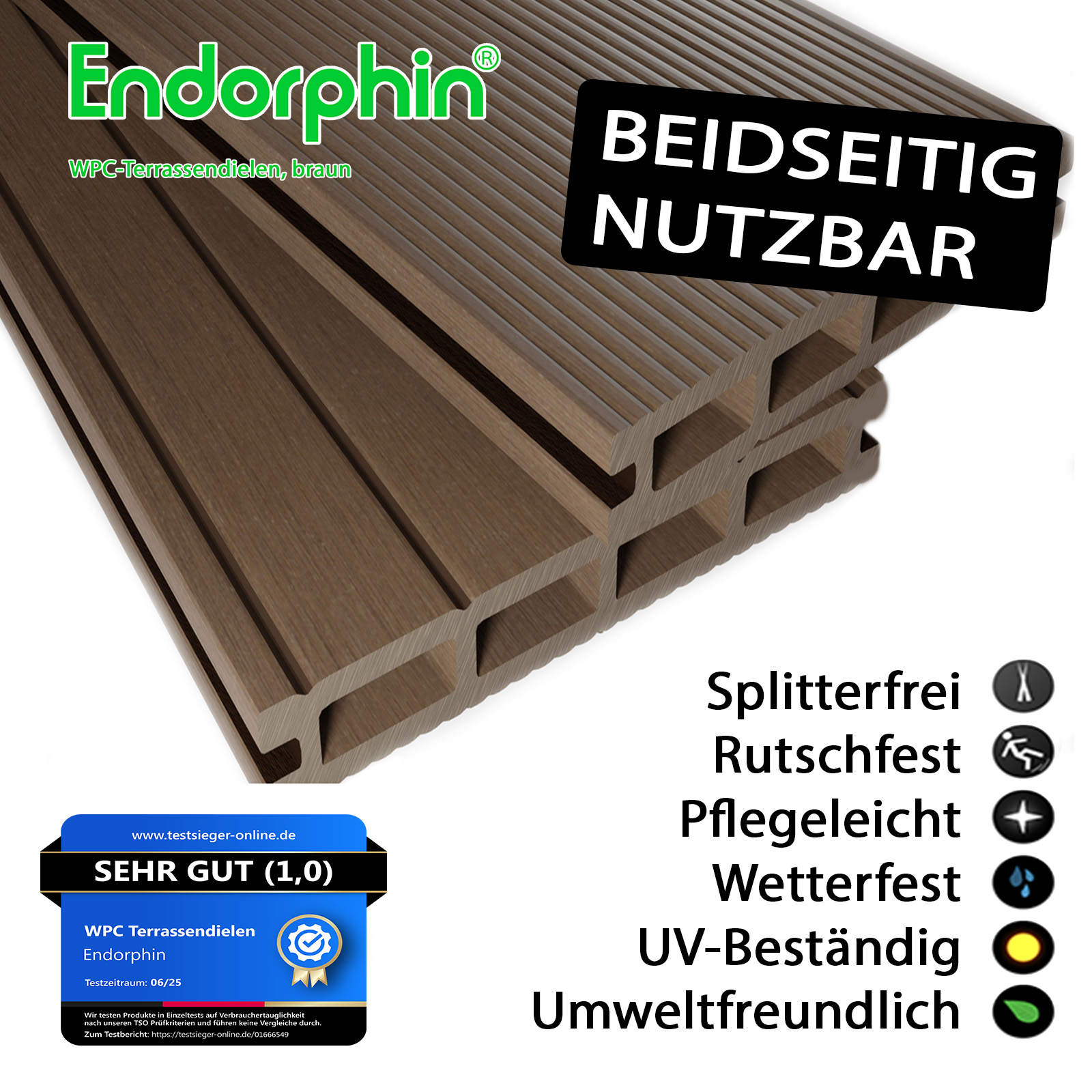 Endorphin 28m² Braun WPC Terrassendielen Komplettset