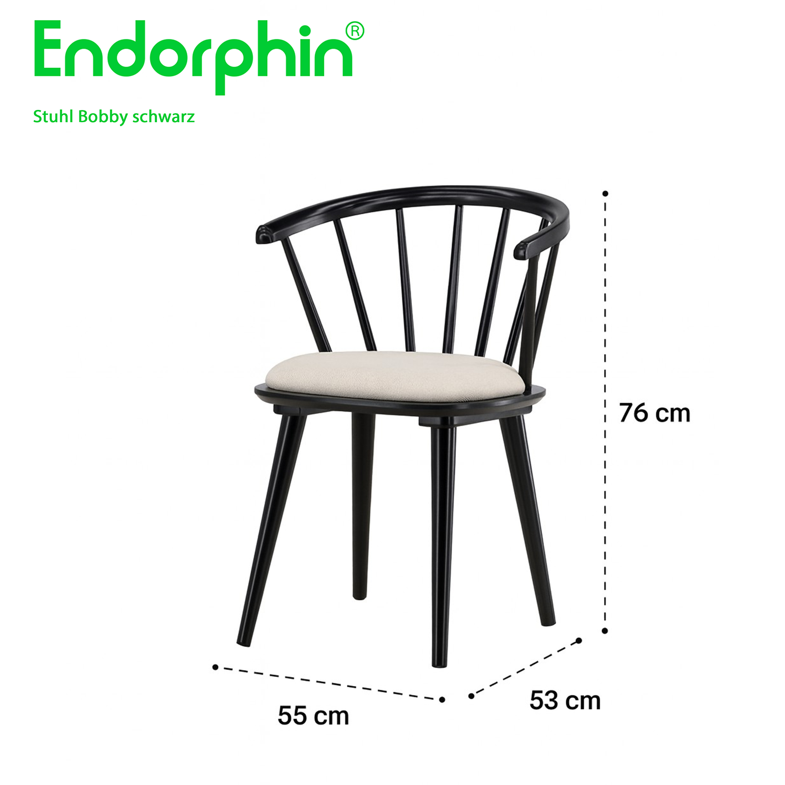 Endorphin Esszimmerstuhl Bobby – 2er-Set, Schwarz