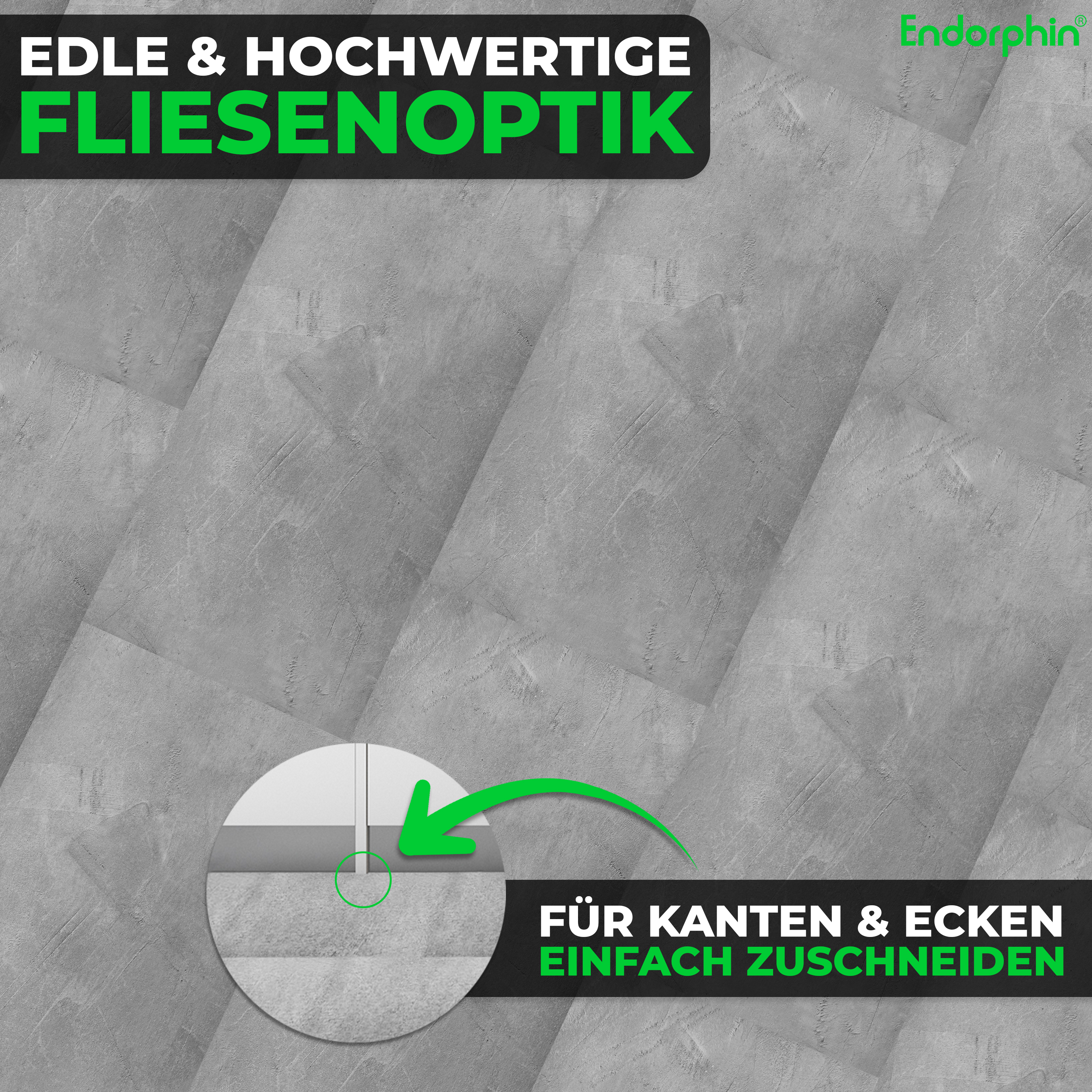 Endorphin Vinylboden selbstklebend in Betonoptik Hellgrau 2,97qm