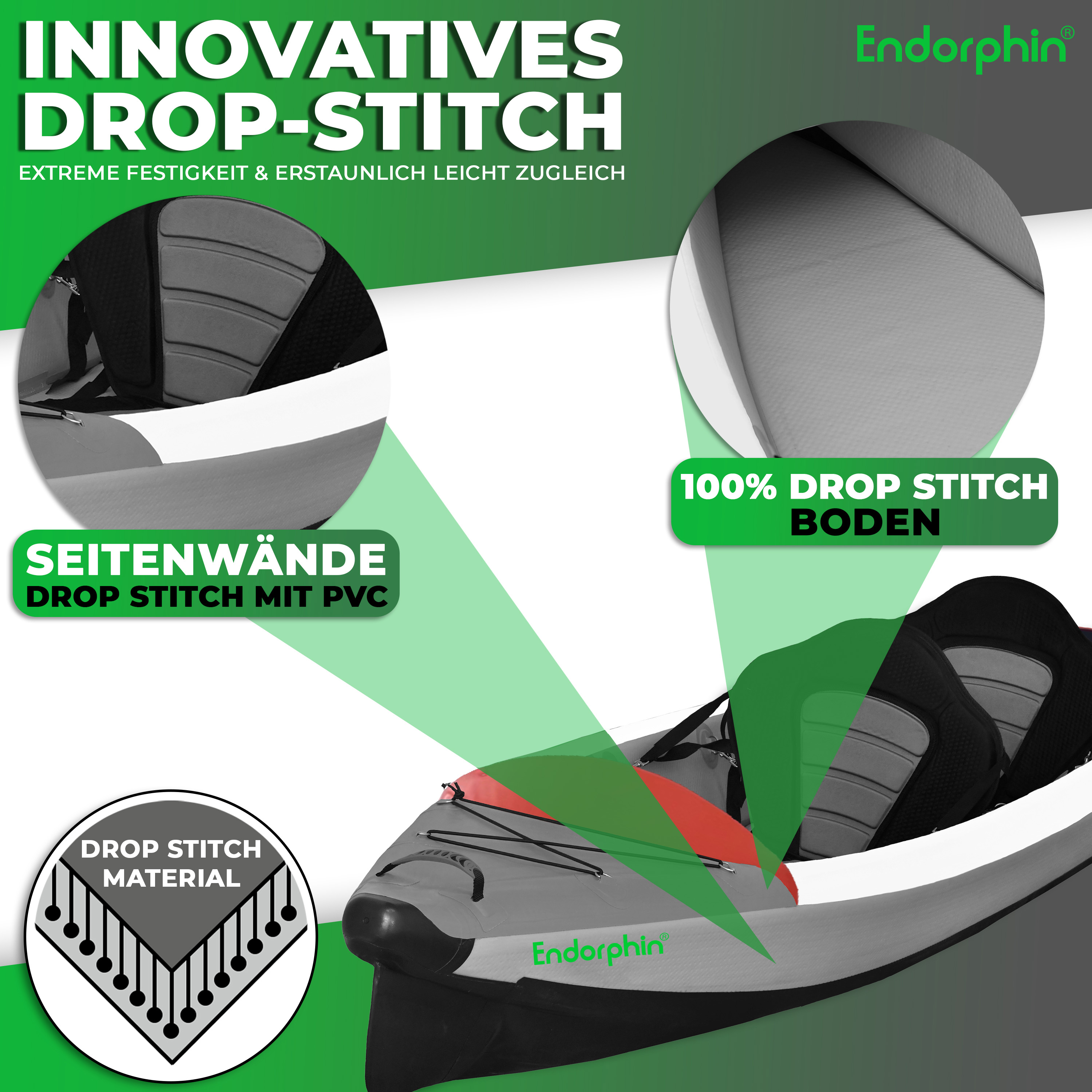 Endorphin Aufblasbares Drop Stitch Kajak für 2 Personen als Komplettset