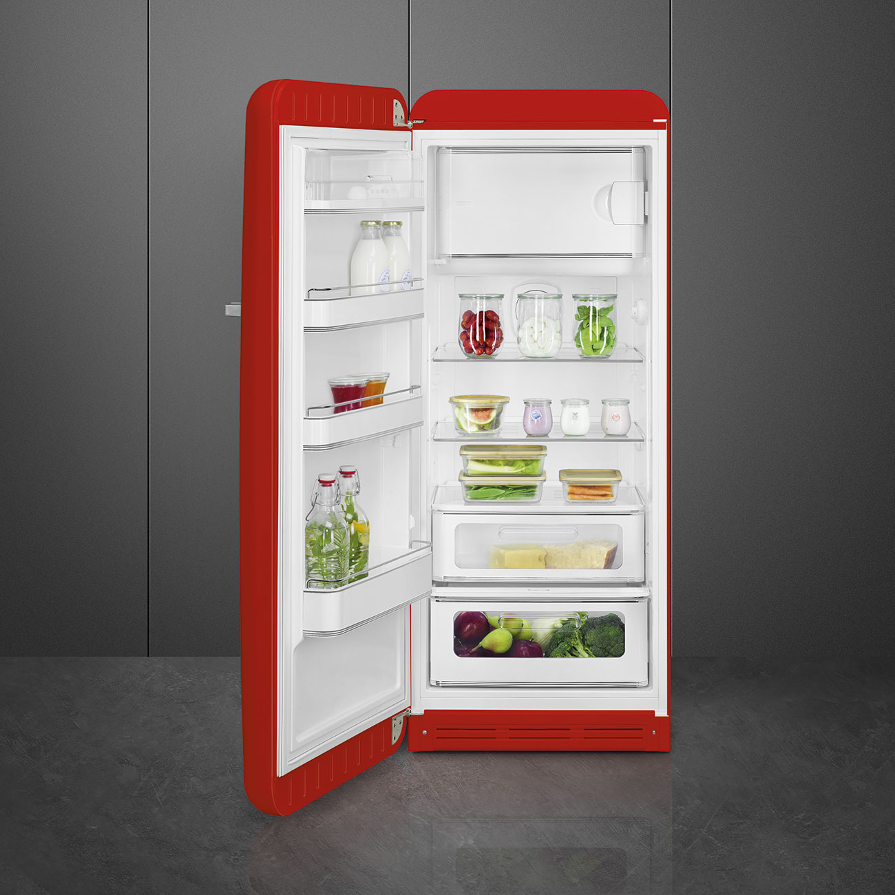 Smeg FAB28LRD5  Kühlschrank Linksanschlag Rot 50`s Style, EEK: D