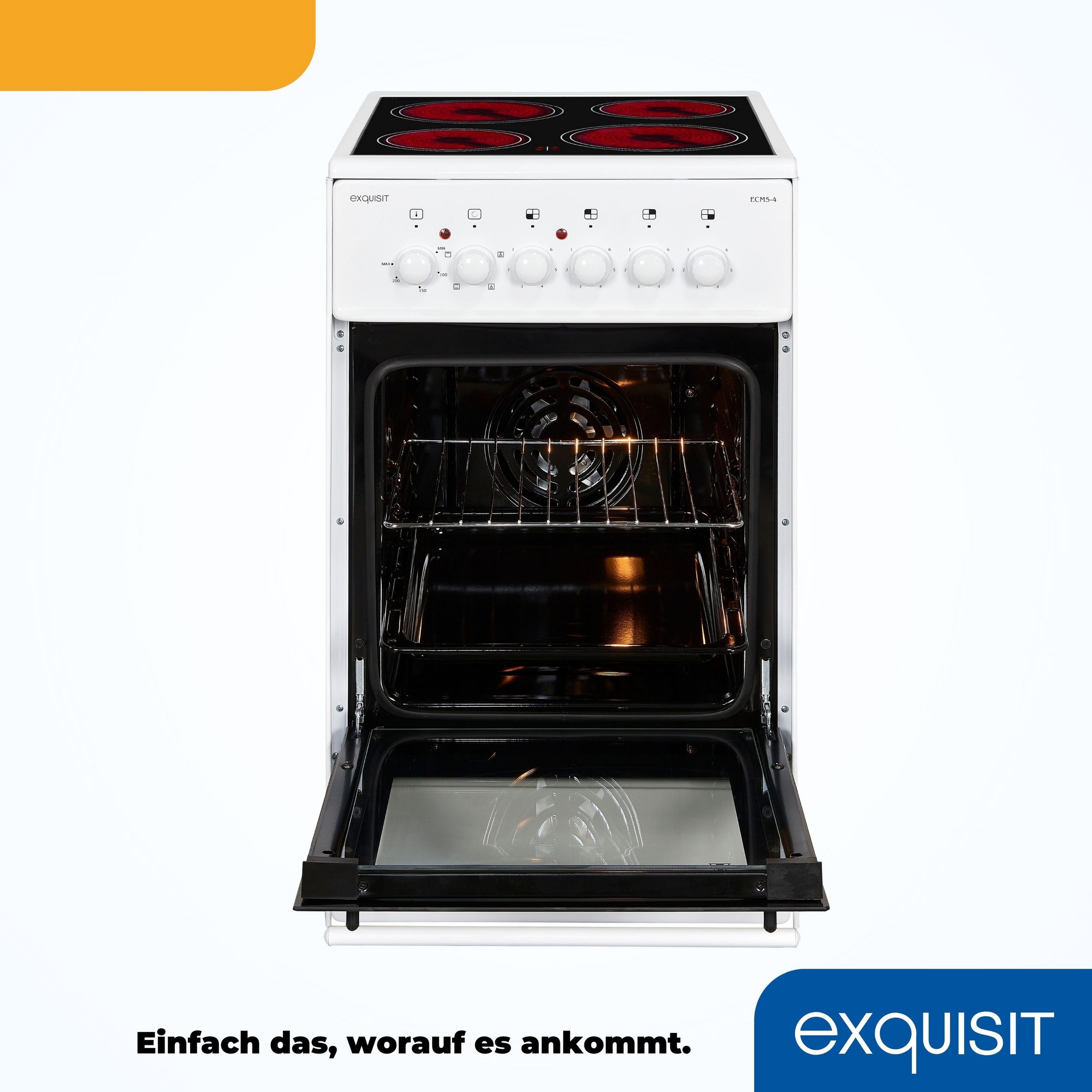 Exquisit ECM 5-4 weiß Elektro-Standherd | Glaskeramik