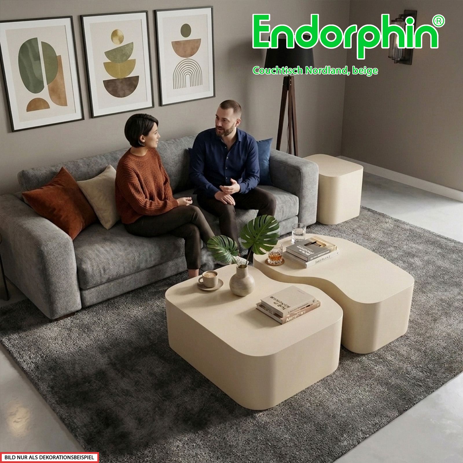 Endorphin Nordland Couchtisch, 3-teilig, MDF, Beige