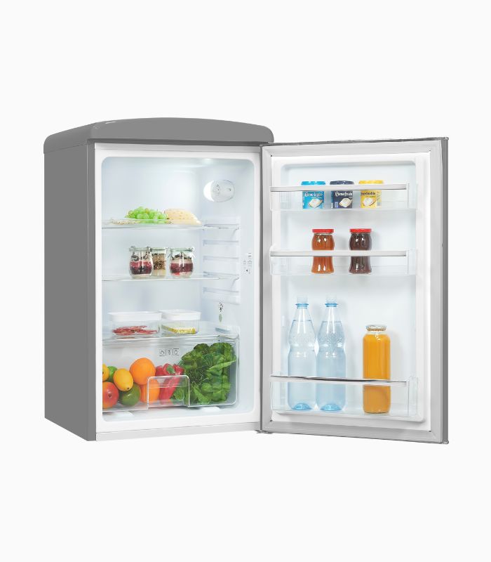 Exquisit RKS120-V-H-160E Retro Vollraumkühlschrank grau, 122L