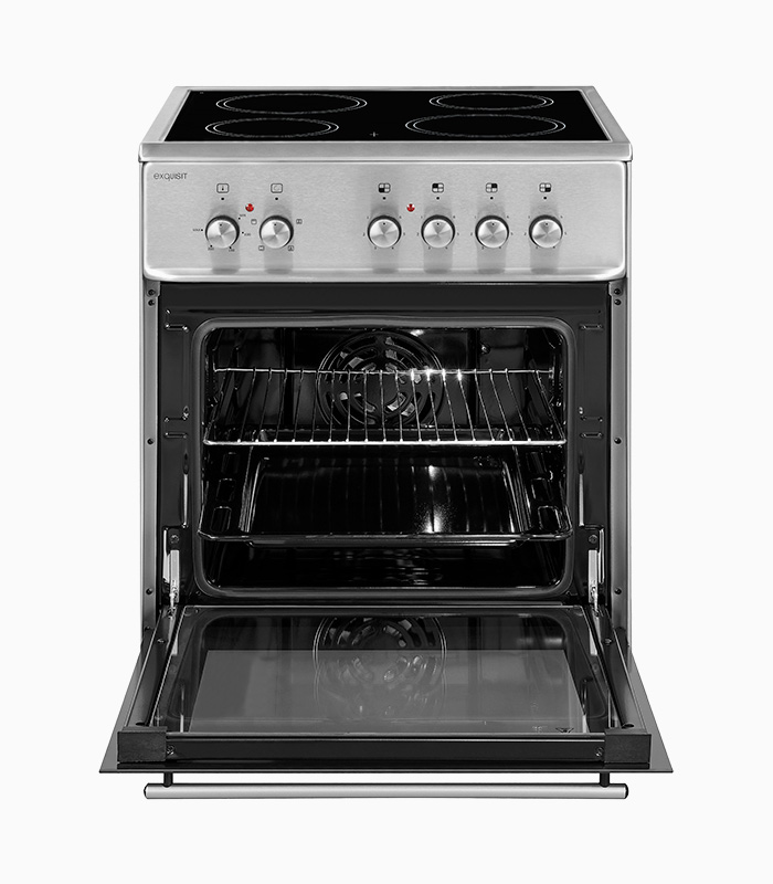 Exquisit ECM6-4 Inox |Silber, 60,5 Liter Garraum | Elektro-Standherd