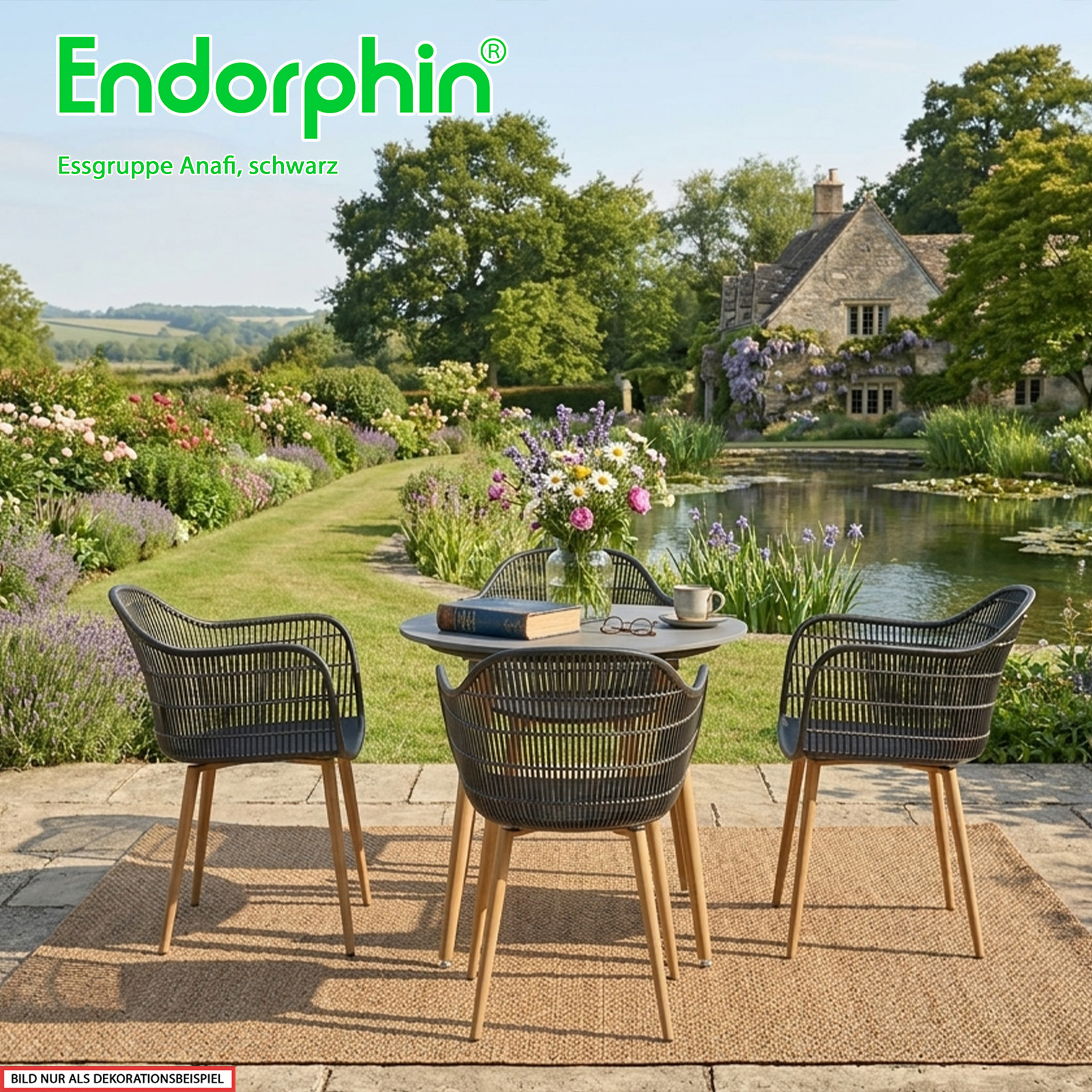 Endorphin Essgruppe Anafi – 5tlg, Gartenmöbel, schwarz-dunkelgrau