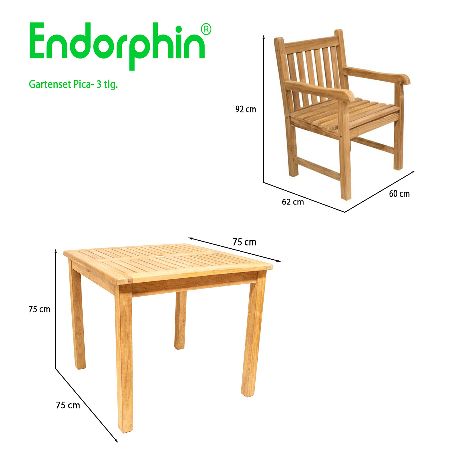 Endorphin Pica 3  Gartenmöbel Set 3tlg.
