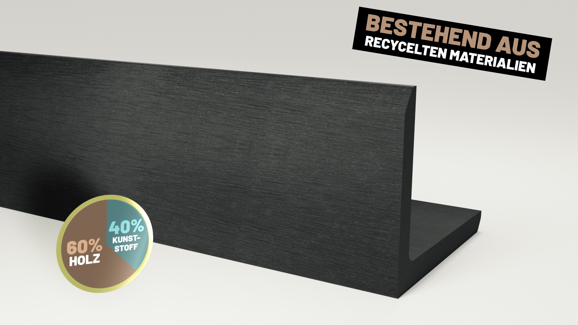 Endorphin WPC Abschlussleisten 5er Set Anthrazit 220cm Winkelprofil 5,5 x 4,5cm