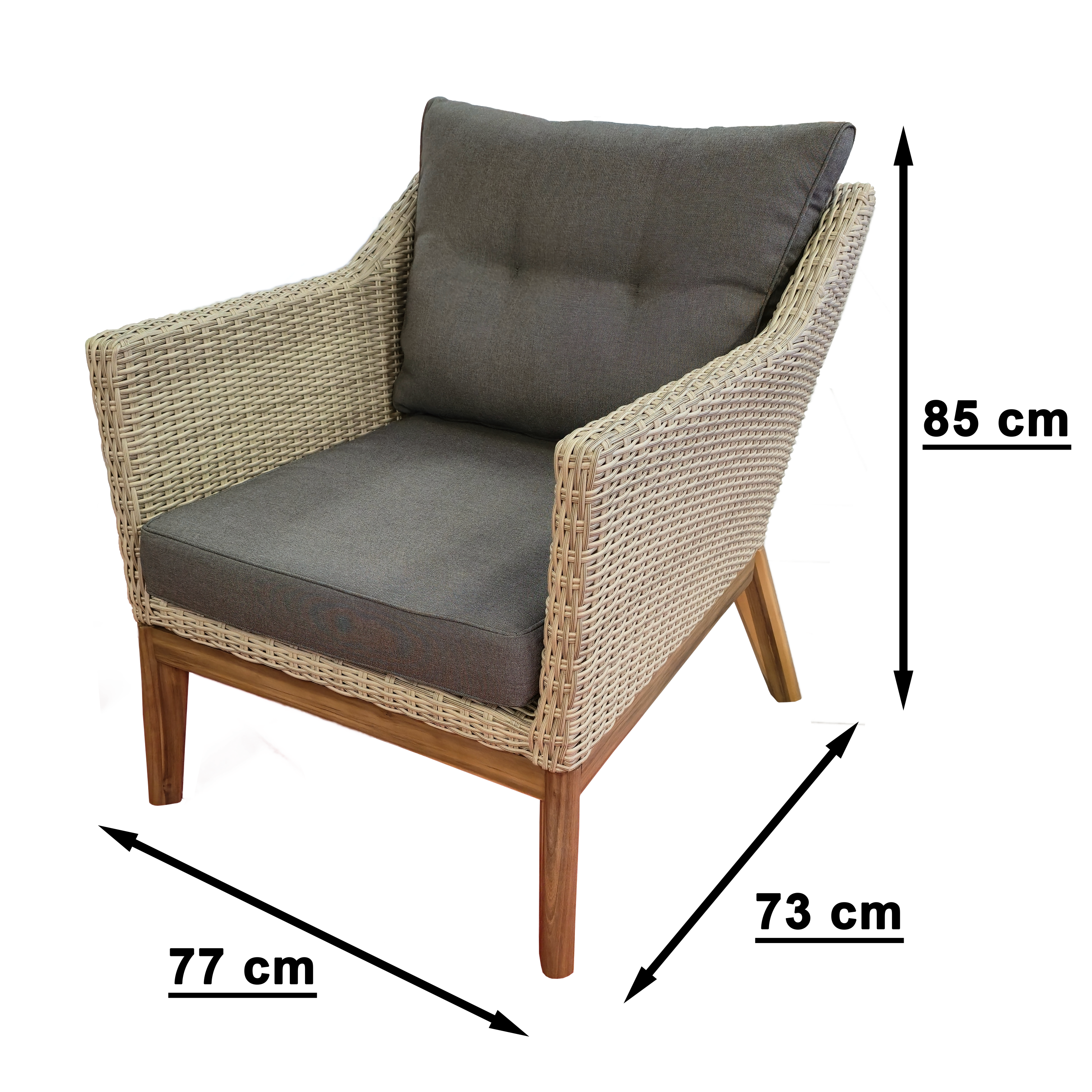 Endorphin Larissa Lounge-Set 4 tlg. 2 Sessel 1 Sofa 1 Tisch Polyrattan Akazie im teakholz look Gartenmöbel Gartengarnitur