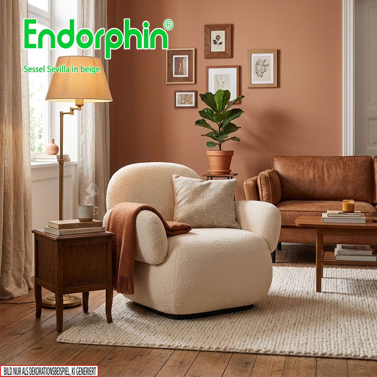 Endorphin Sessel Sevilla – Loungesessel skandinavisches Design, beige