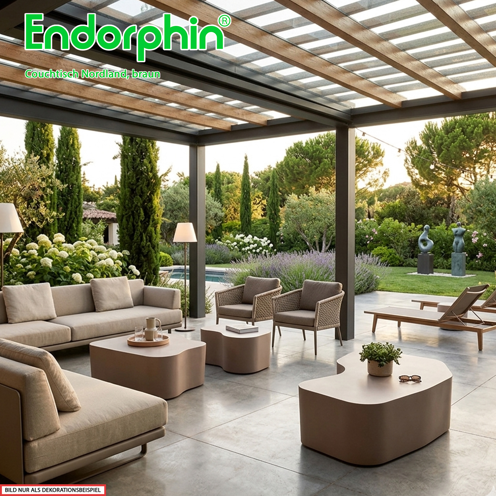 Endorphin Nordland Couchtisch, 3-teilig, MDF, Braun