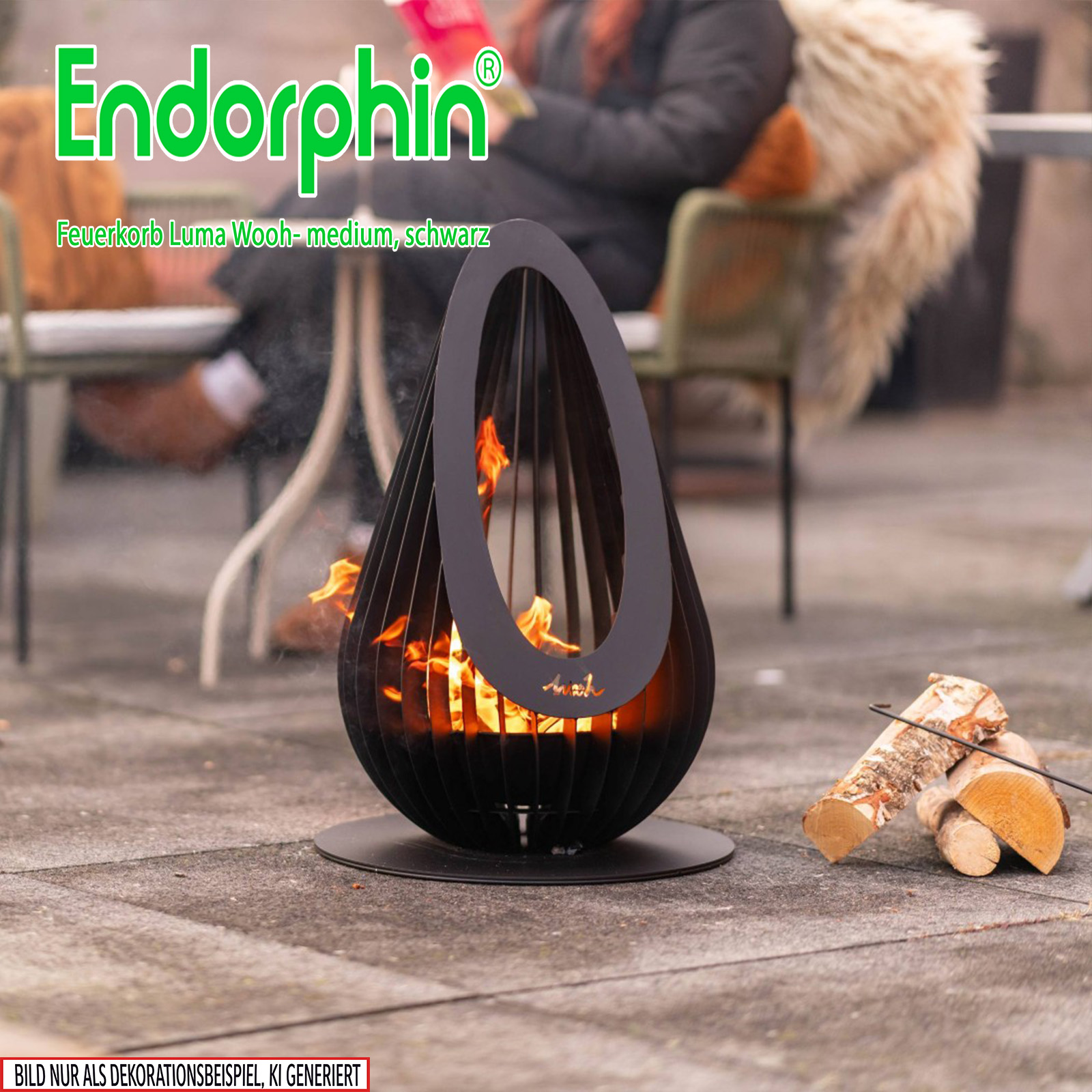 Endorphin Design Feuerkorb Luma–Wooh, medium, schwarz