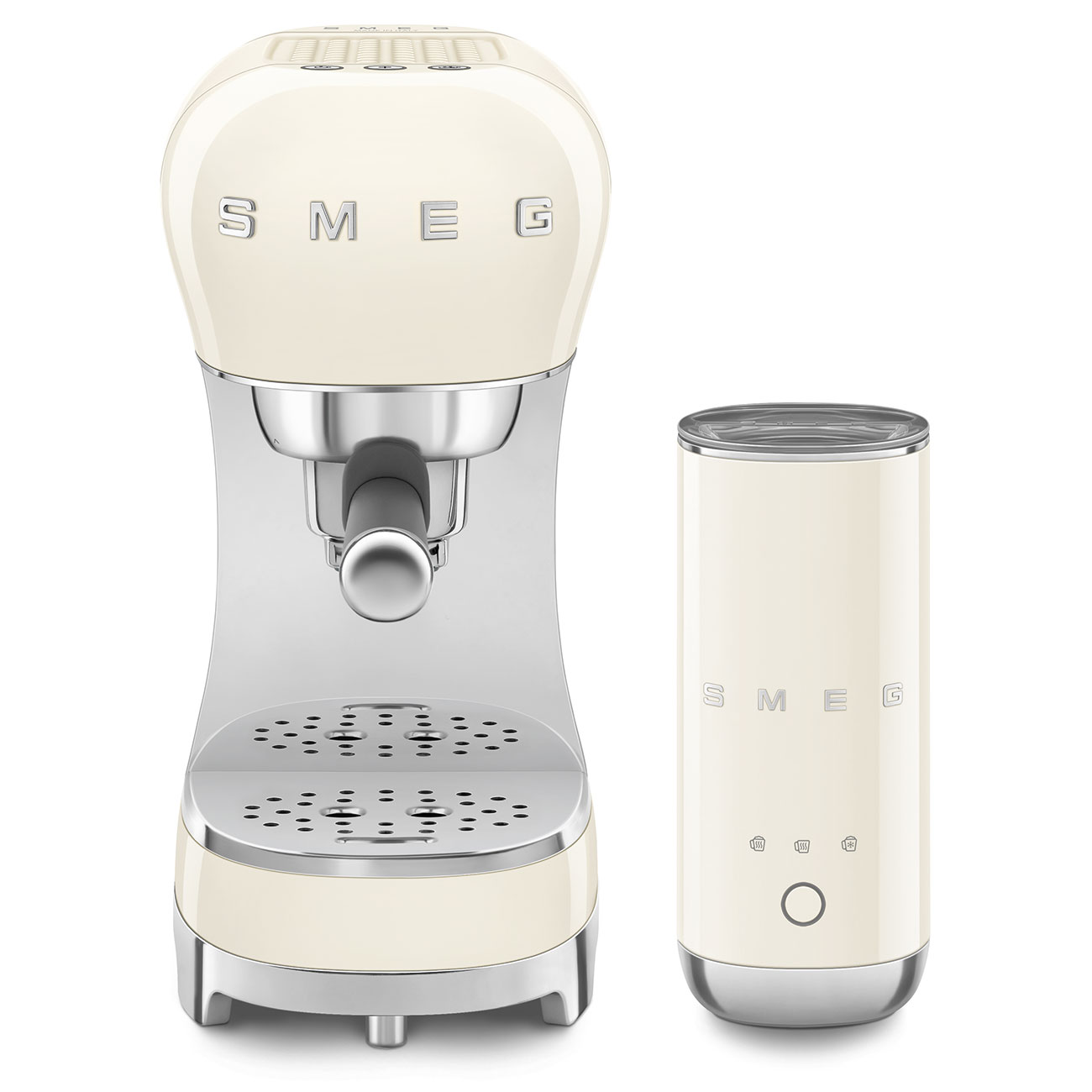 Smeg ECF12CREU Bundle ECF00 + Milchaufschäumer MFF02 Creme 50`s Style