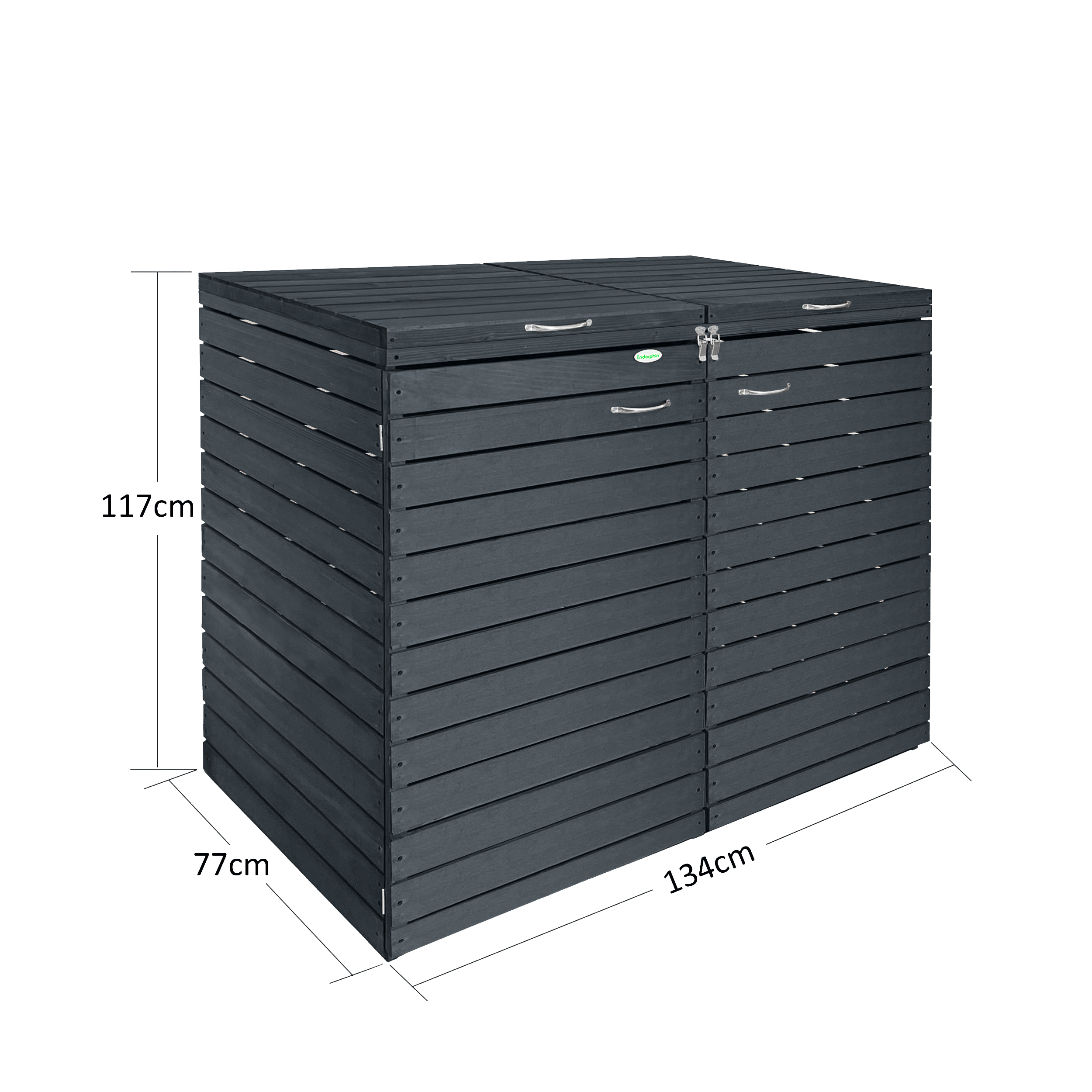 Endorphin vollständig montierte Comfort  Mülltonnenbox Anthrazit für 2x 240 L nachhaltig aus Holz