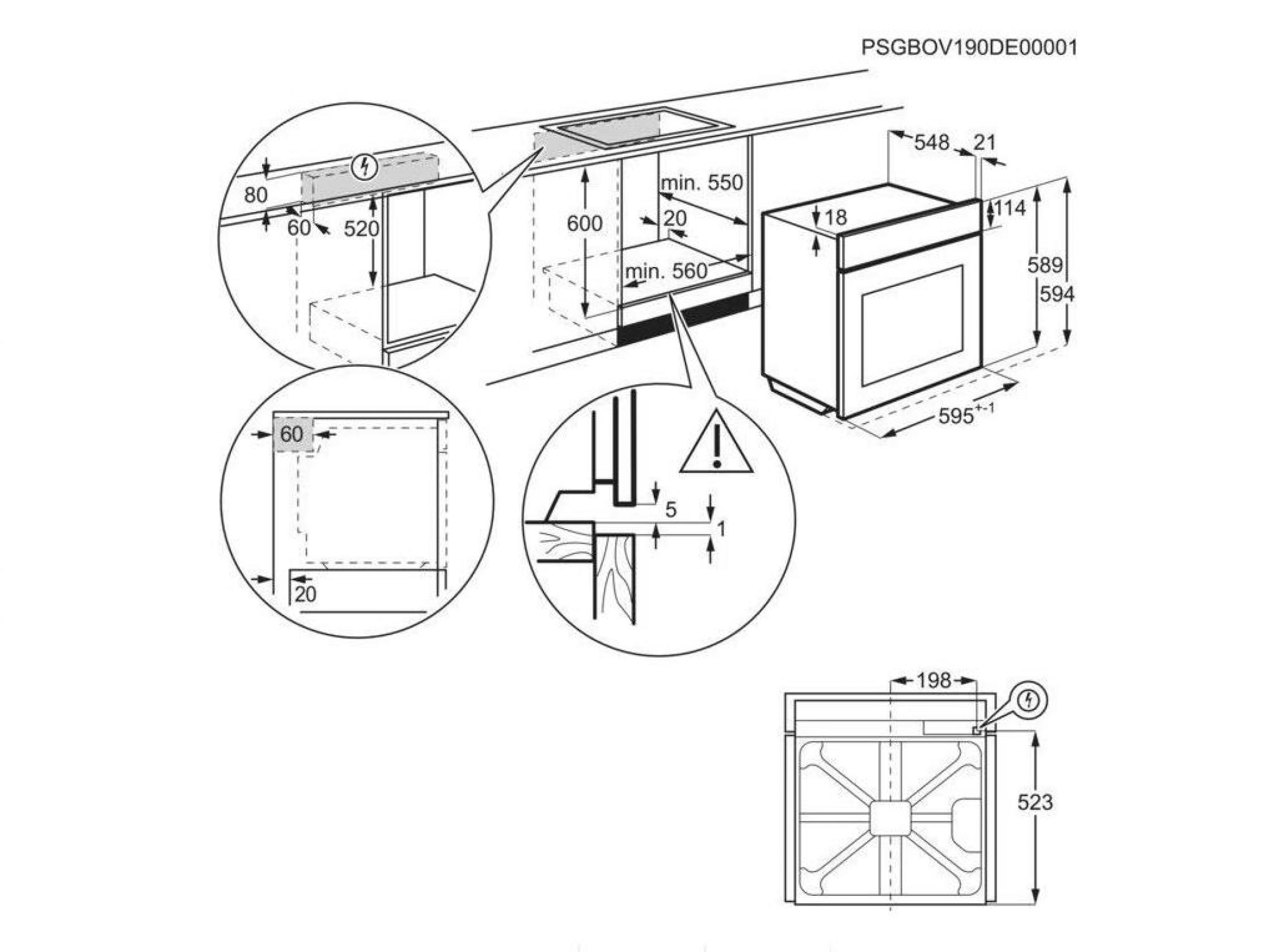 AEG OU5PB40SM Einbaubackofen, Edelstahl, 73L, 59,4 cm breit