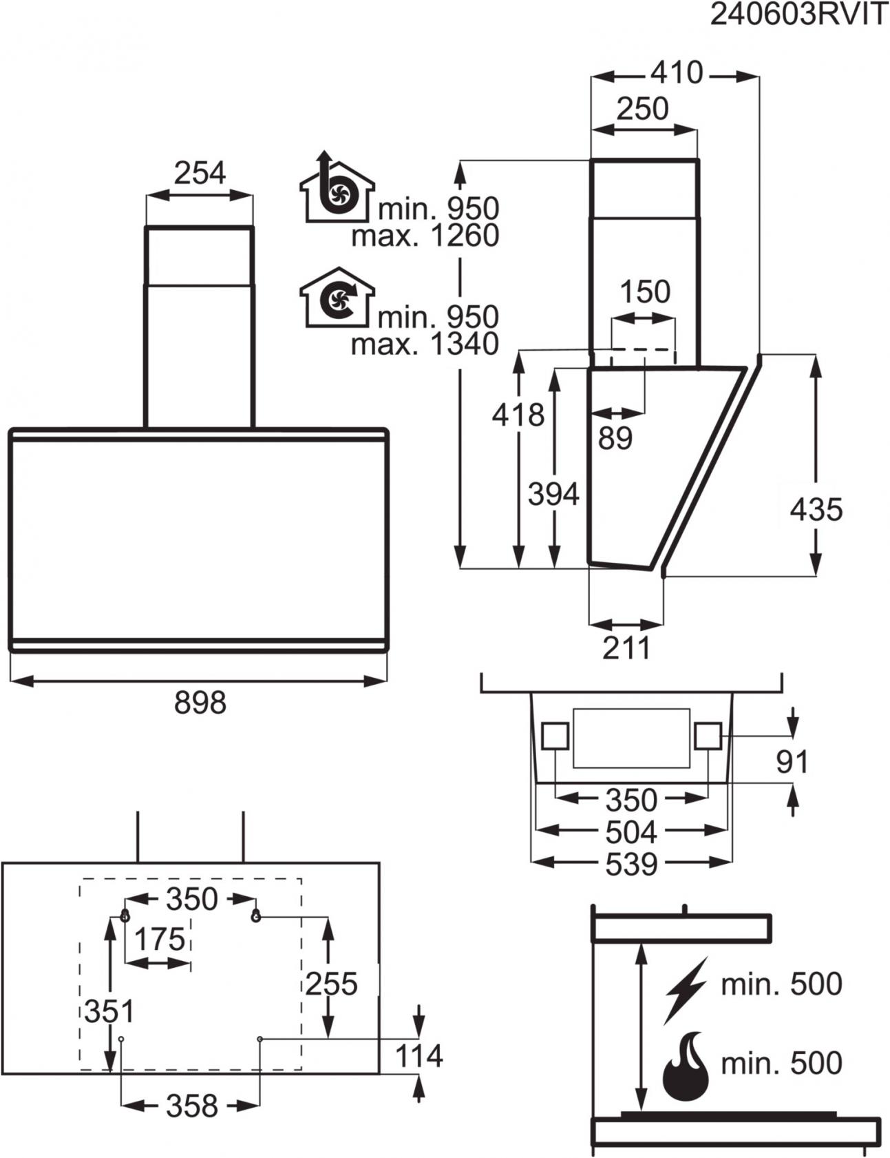 AEG GV77D91SB A+ Kopffreihaube 90cm breit, 7000 Si­len­ce­Tech, 725 m³/h, Hob²Hood