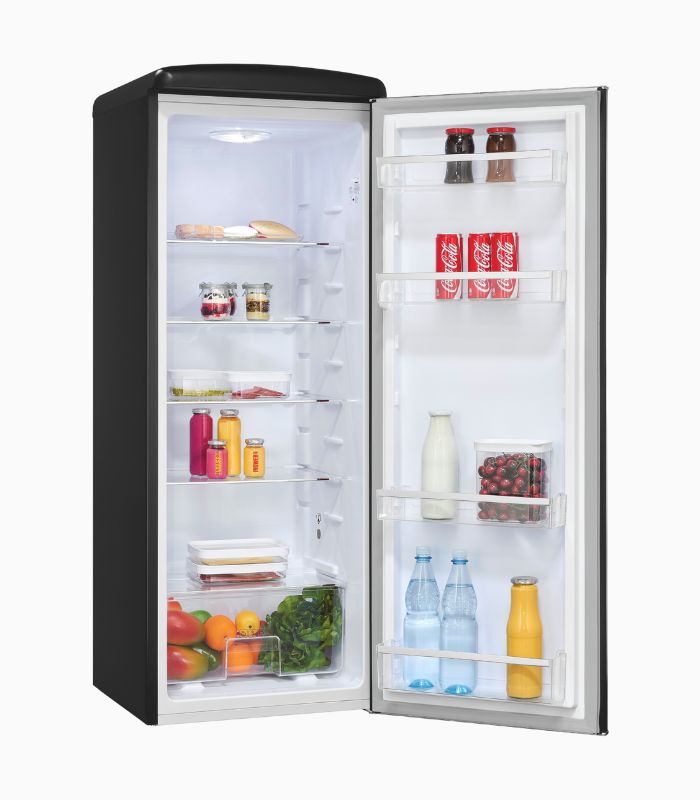 Exquisit RKS325-V-H-161 E Retro-Kühlschrank mattschwarz, ohne Gefrierfach