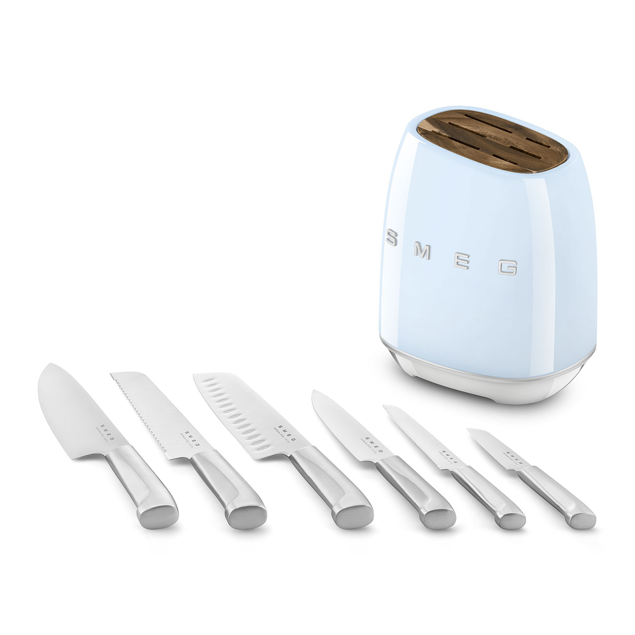 Smeg KBSF02PB Messerblock-Set (6 tlg.) Gehäuse: Carbonstahl 50s Style Pastellblau