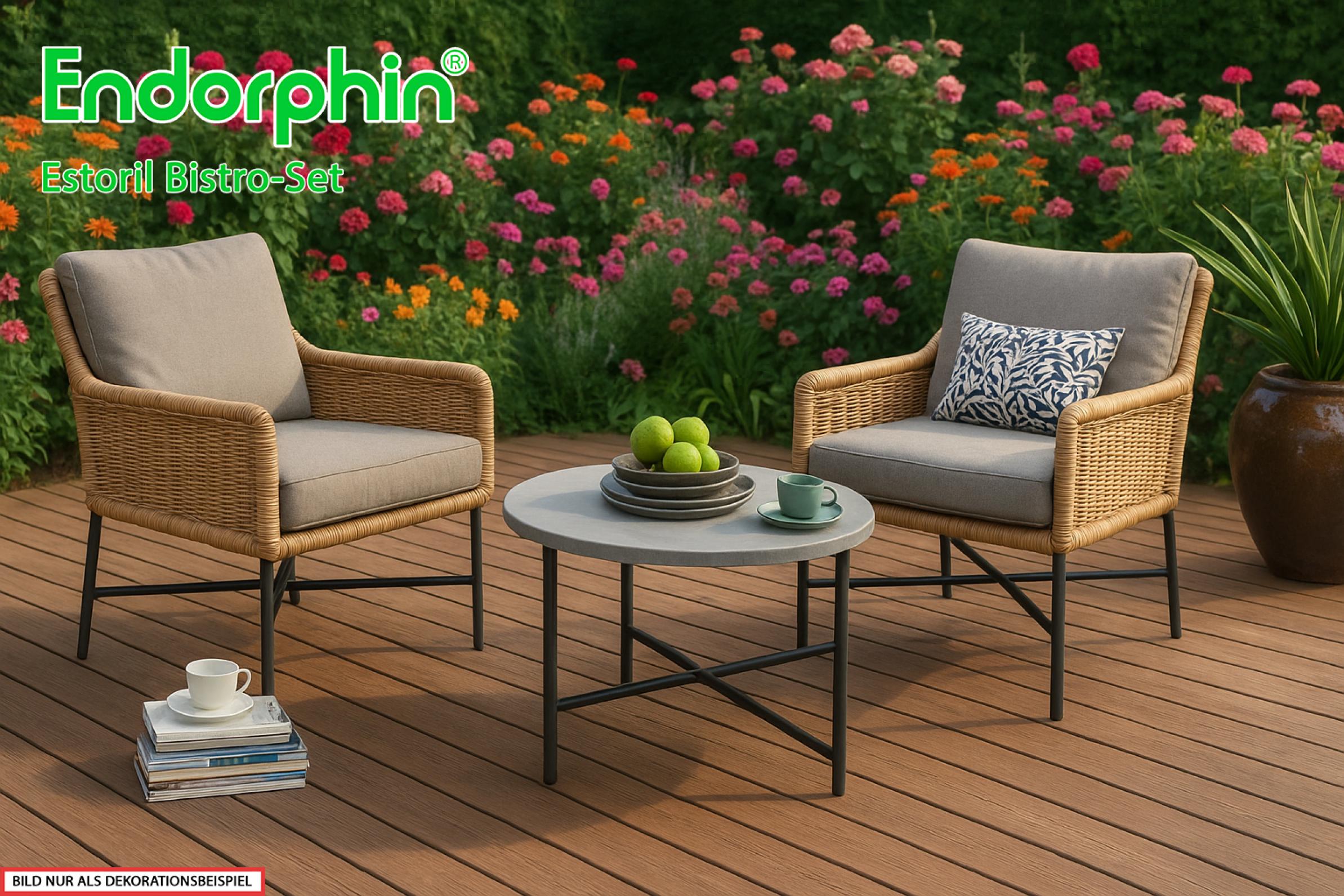 Endorphin Estoril Bistro - Set,  3 teilig, Gartenmöbel,  Zeit für deine schönsten Outdoor-Momente