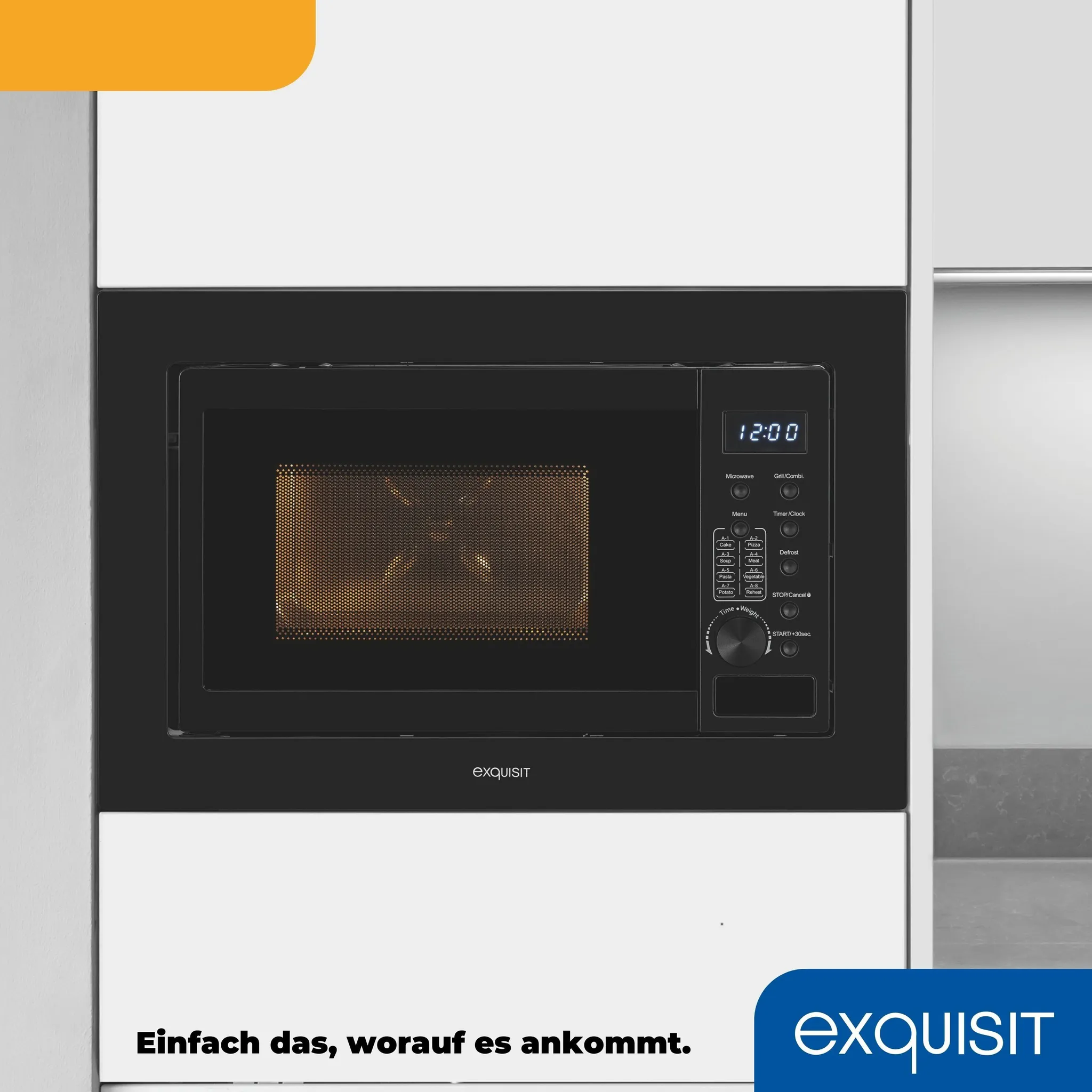 Exquisit EMW20-DG-020 Schwarz, Einbau-Mikrowelle, 20L, 800W