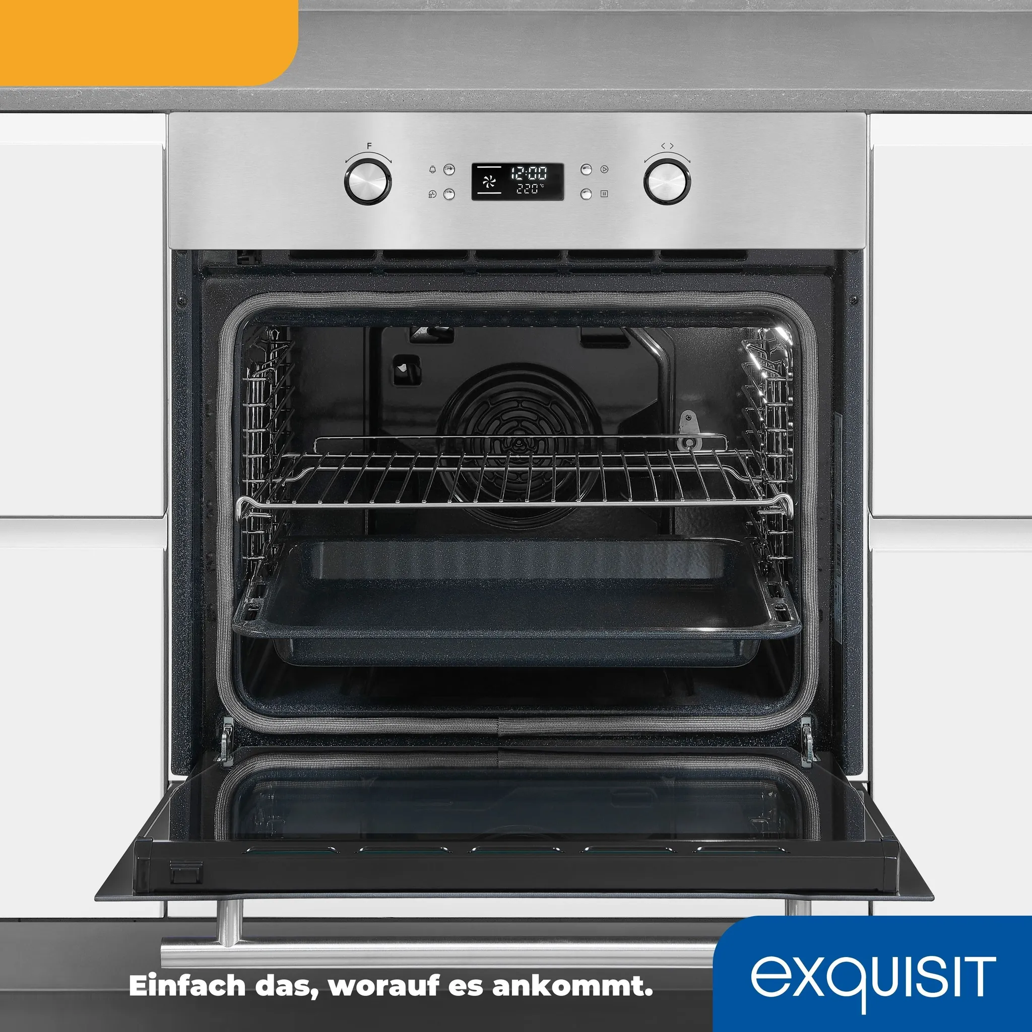 Exquisit EBEP 697-3H Elektrobackofen, 70l Backofenvolumen, Inox-Glas